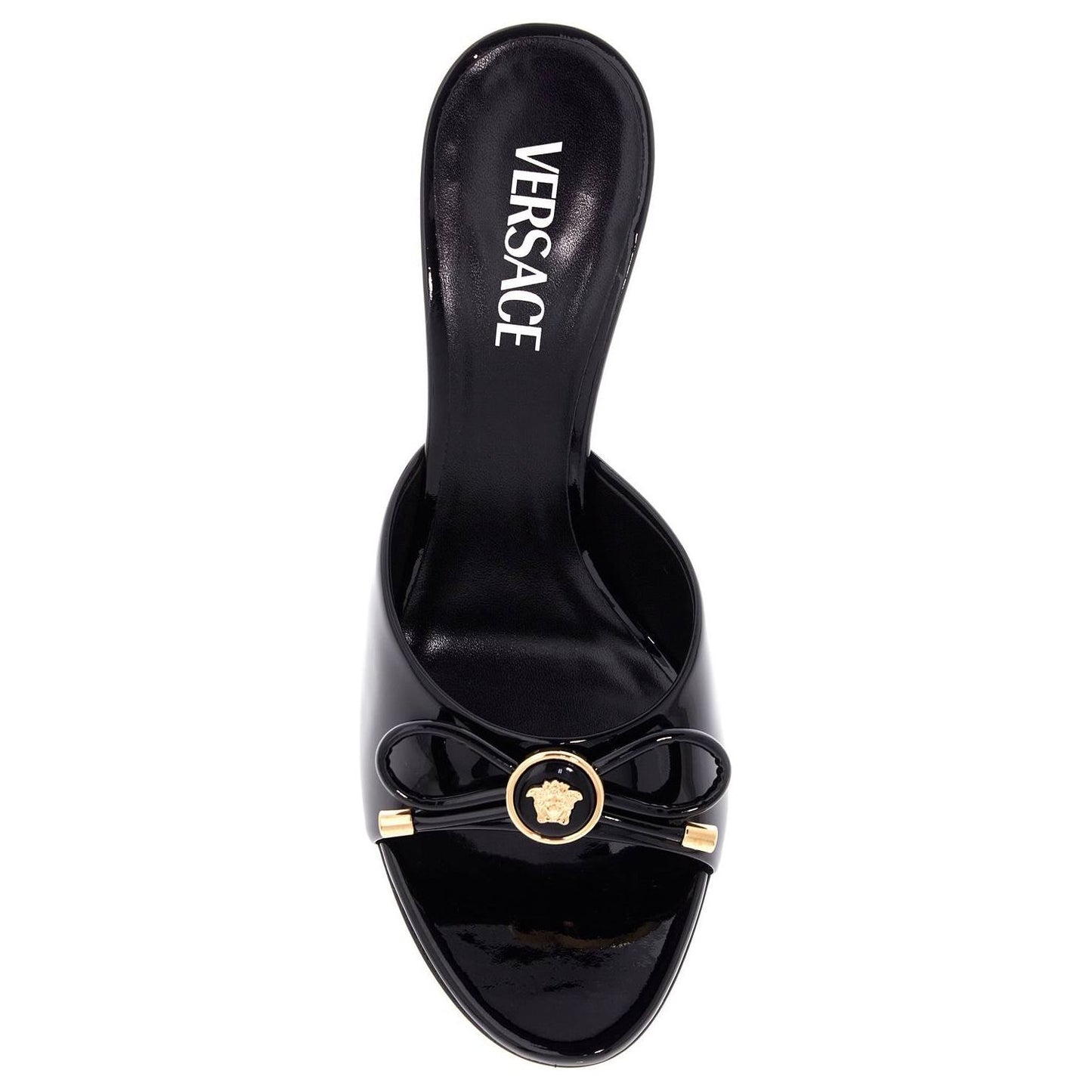 Versace 'opera bow patent leather mules