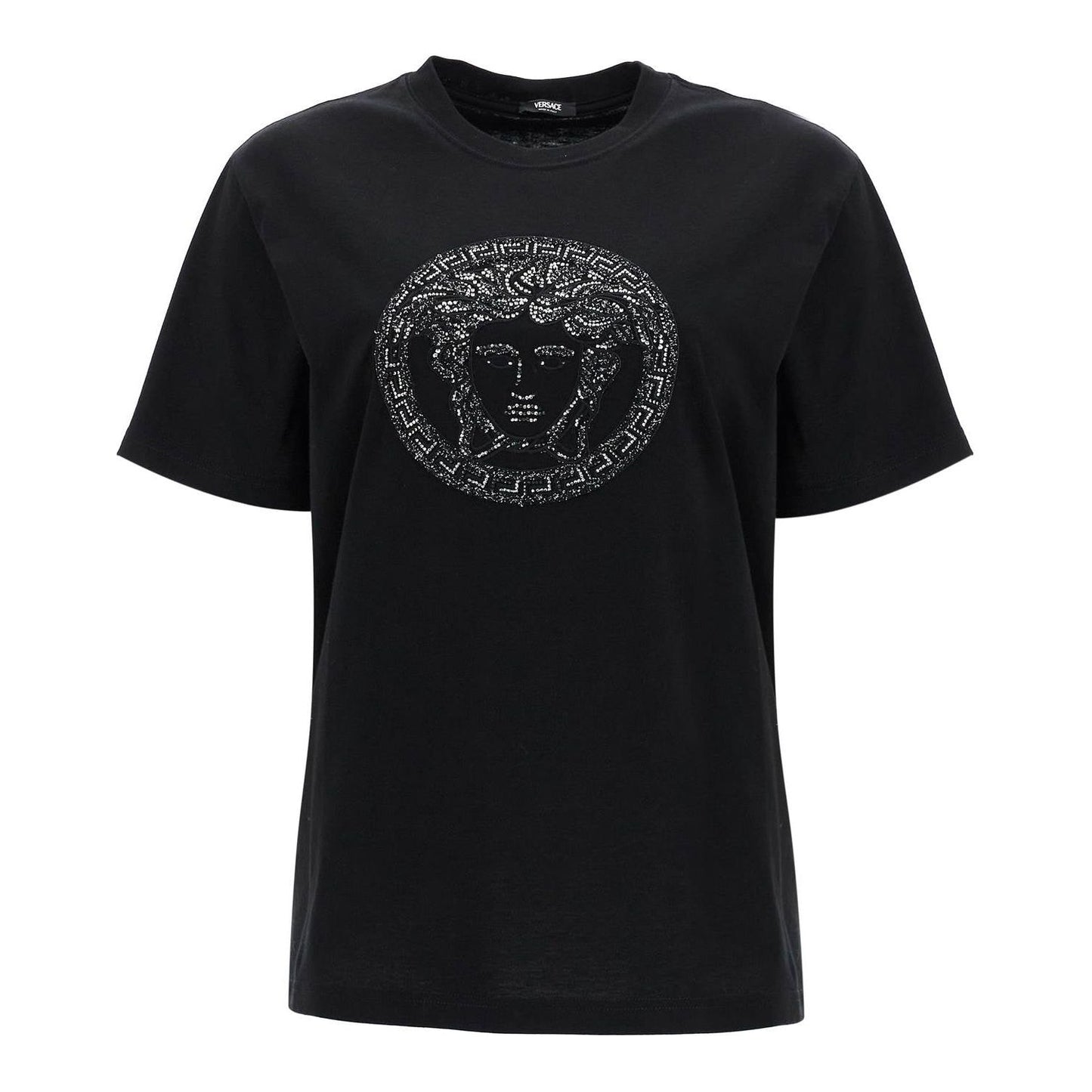 Versace medusa embroidered t-shirt Topwear Versace Black