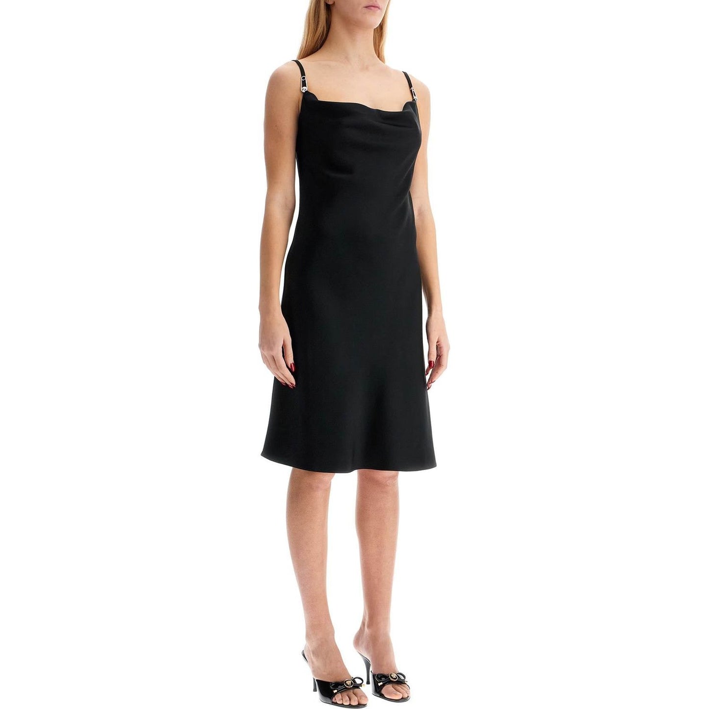 Versace satin mini dress with safety pin detail Dresses Versace Tan