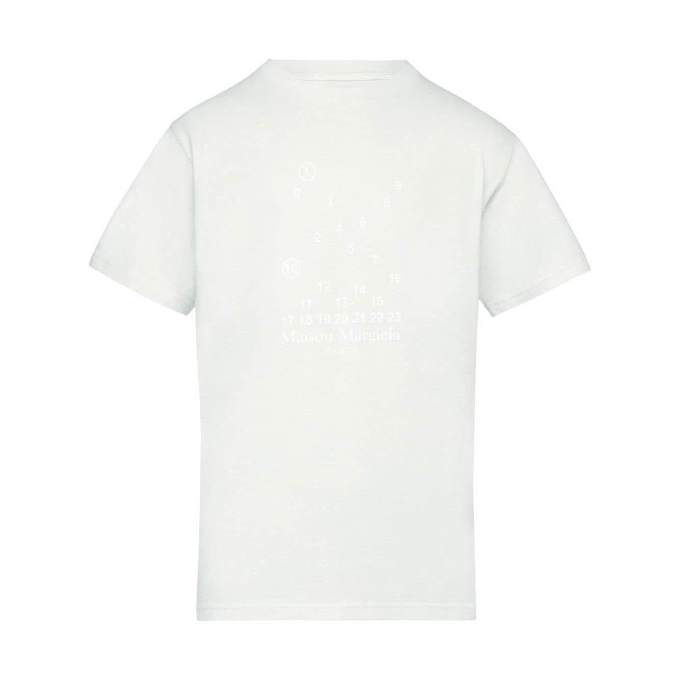 Maison Margiela white cotton logo-print T-shirt with crew neck and short sleeves