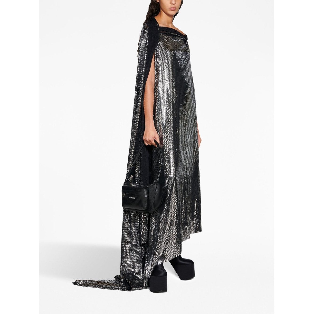 Balenciaga Metallic Effect Midi Dress Dresses Balenciaga Dark Slate Gray