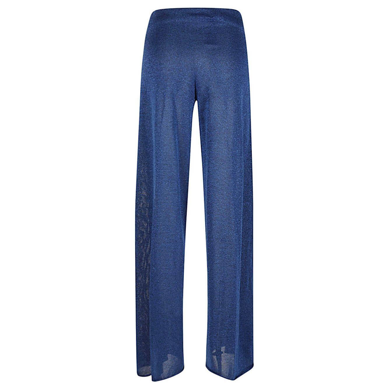 Circus Hotel blue lurex viscose trousers with elastic waistband and wide leg design.