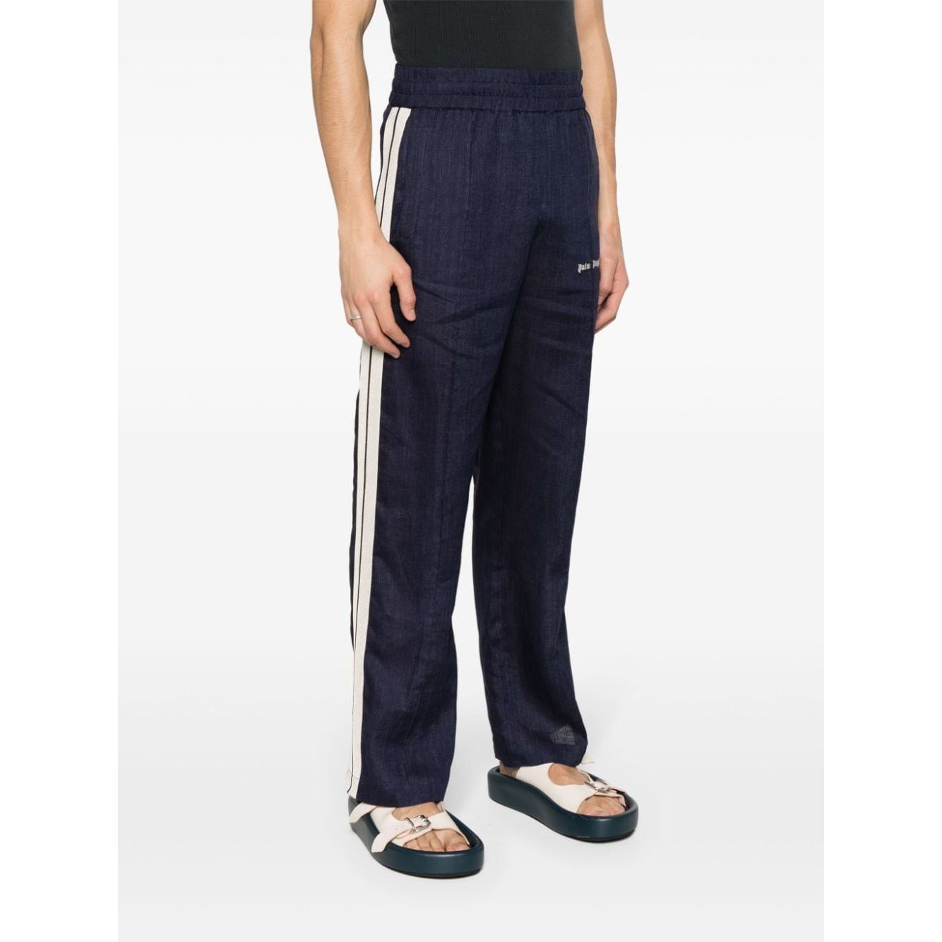 Palm Angels Trousers Blue Trousers Palm Angels White Smoke
