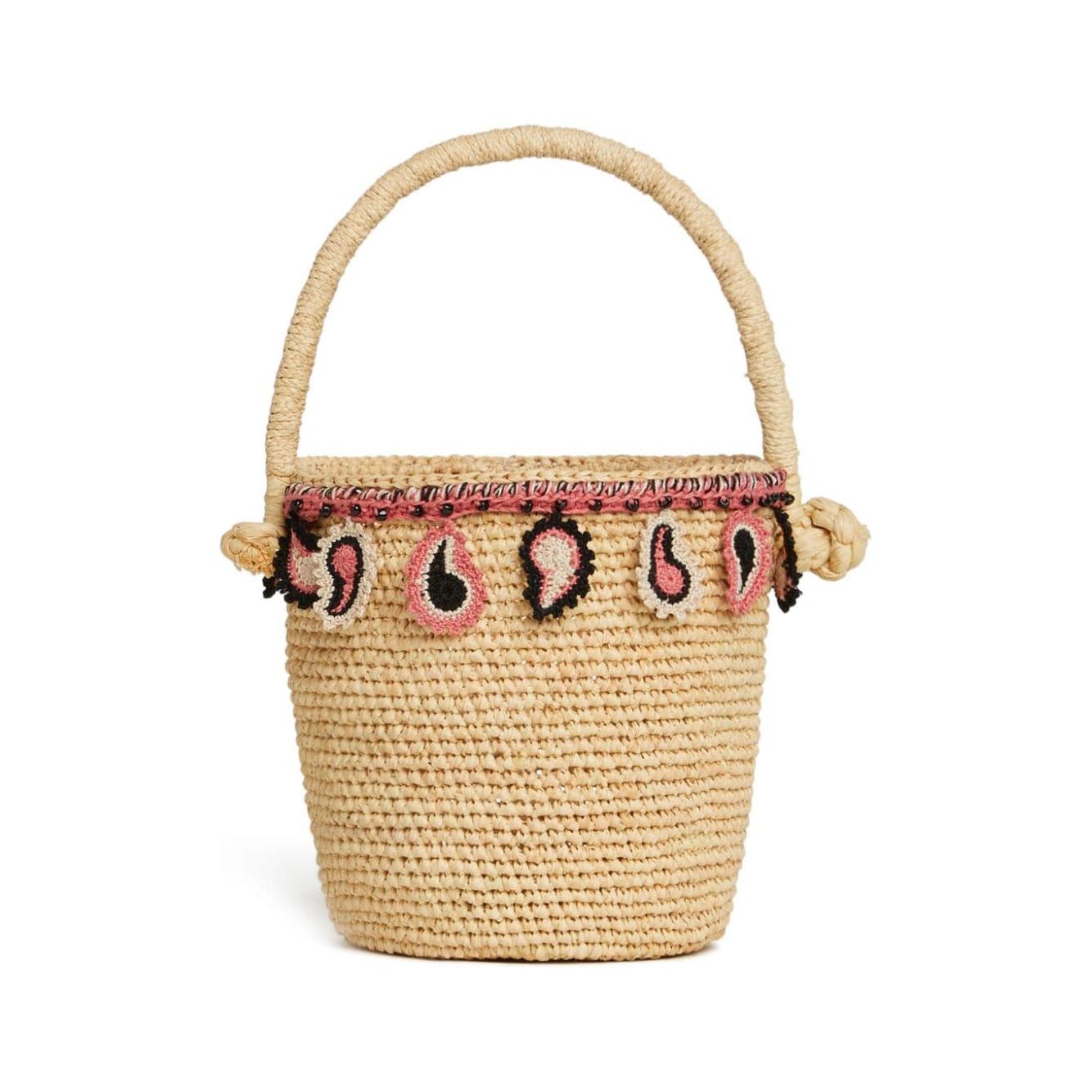 Alanui paisley-appliqué raffia basket bag