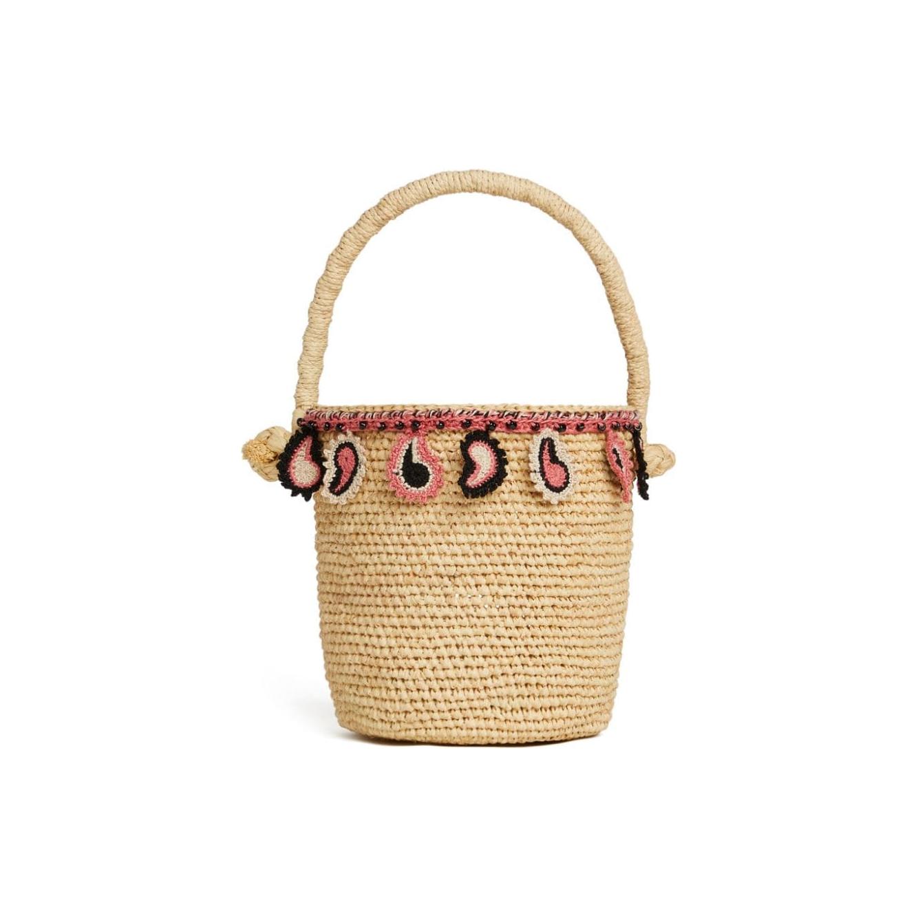 Alanui paisley-appliqué raffia basket bag