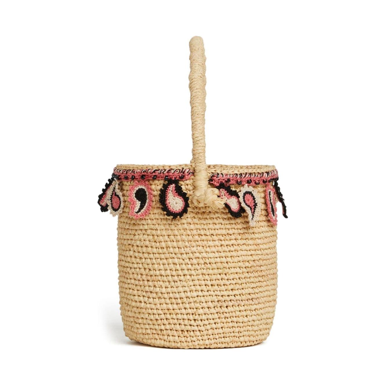 Alanui paisley-appliqué raffia basket bag