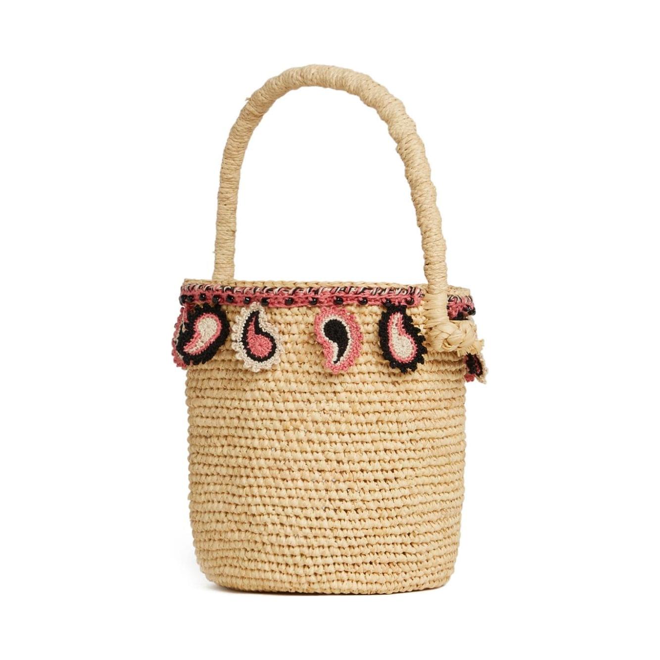 Alanui paisley-appliqué raffia basket bag