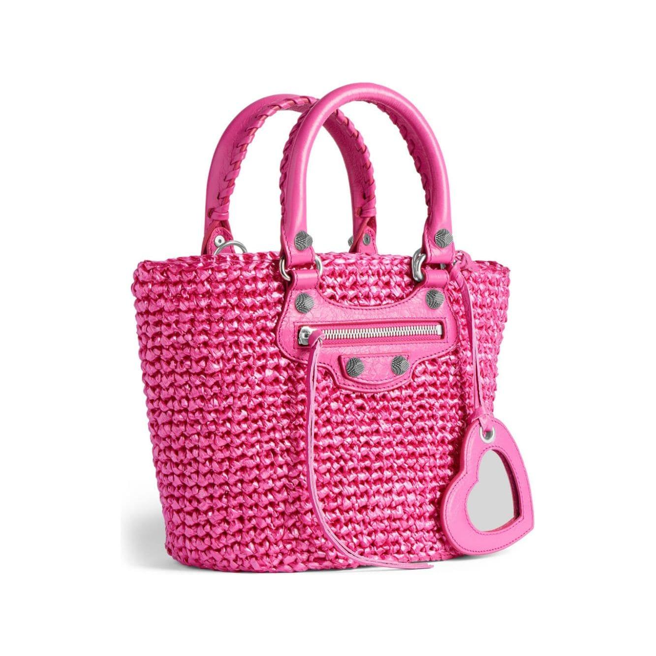 Balenciaga small shoulder bag Le Cagole Panier Shopper Balenciaga Pale Violet Red