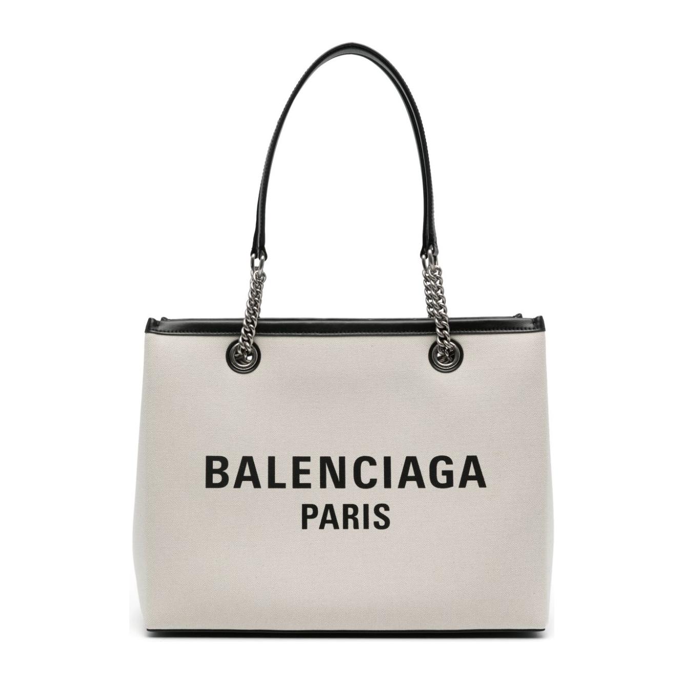 Balenciaga Logo Print Canvas Tote Bag Shopper Balenciaga Light Gray