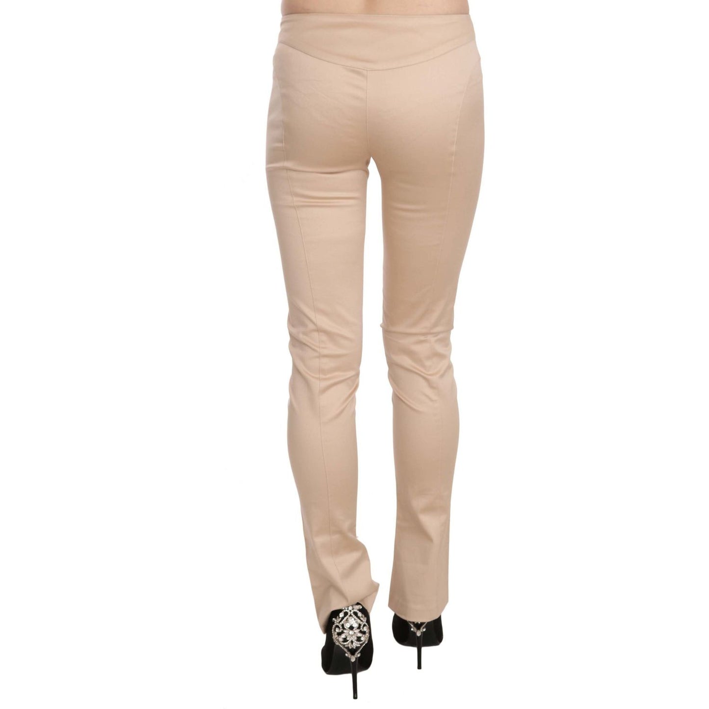 Just Cavalli Elegant Cream Low Waist Skinny Trousers Just Cavalli Tan