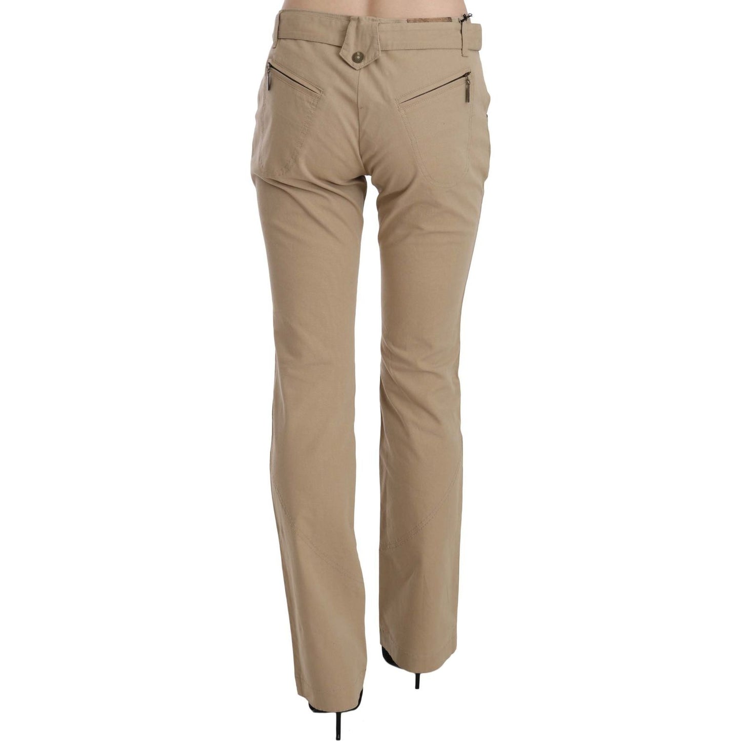 Just Cavalli Beige Mid Waist Straight Leg Pants Jeans & Pants Just Cavalli Rosy Brown