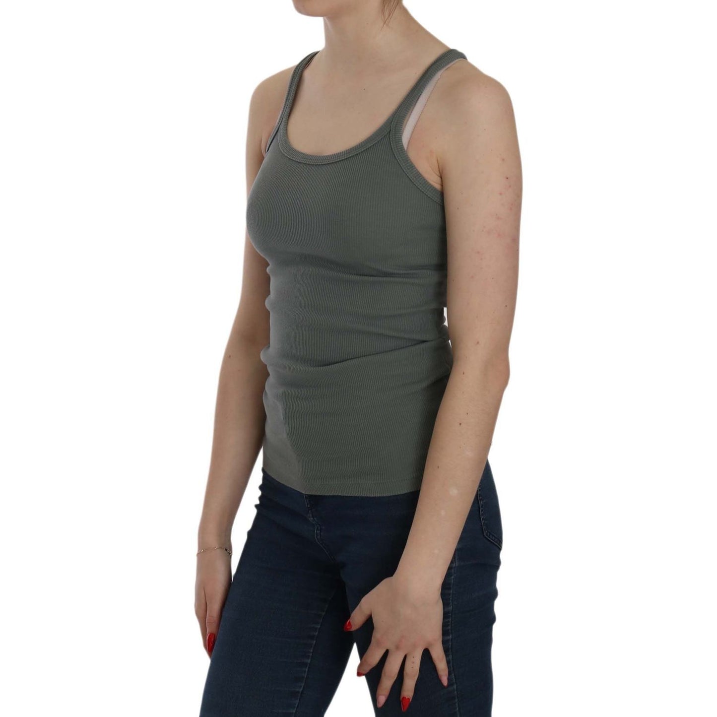 PINK MEMORIES Green Sleeveless Spaghetti Tank T-Shirt Blouse TSH3915-40