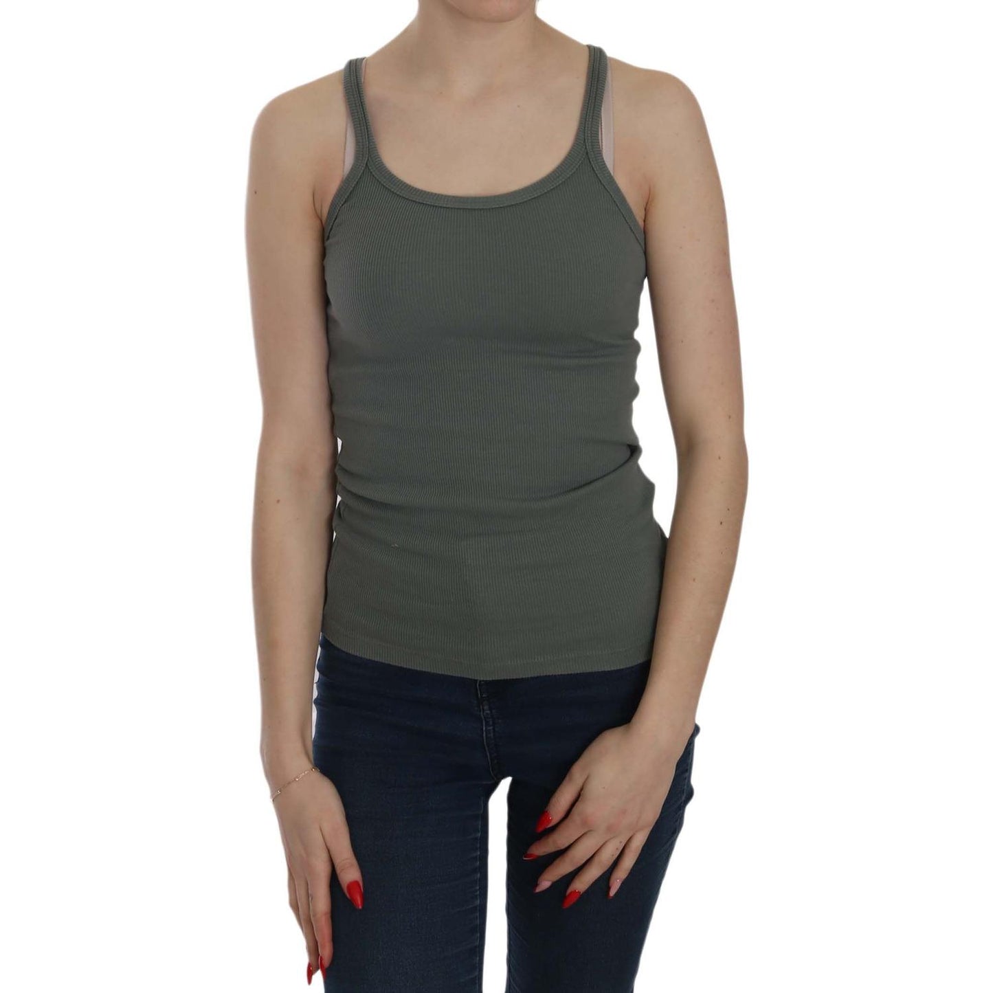 PINK MEMORIES Green Sleeveless Spaghetti Tank T-Shirt Blouse TSH3915-40