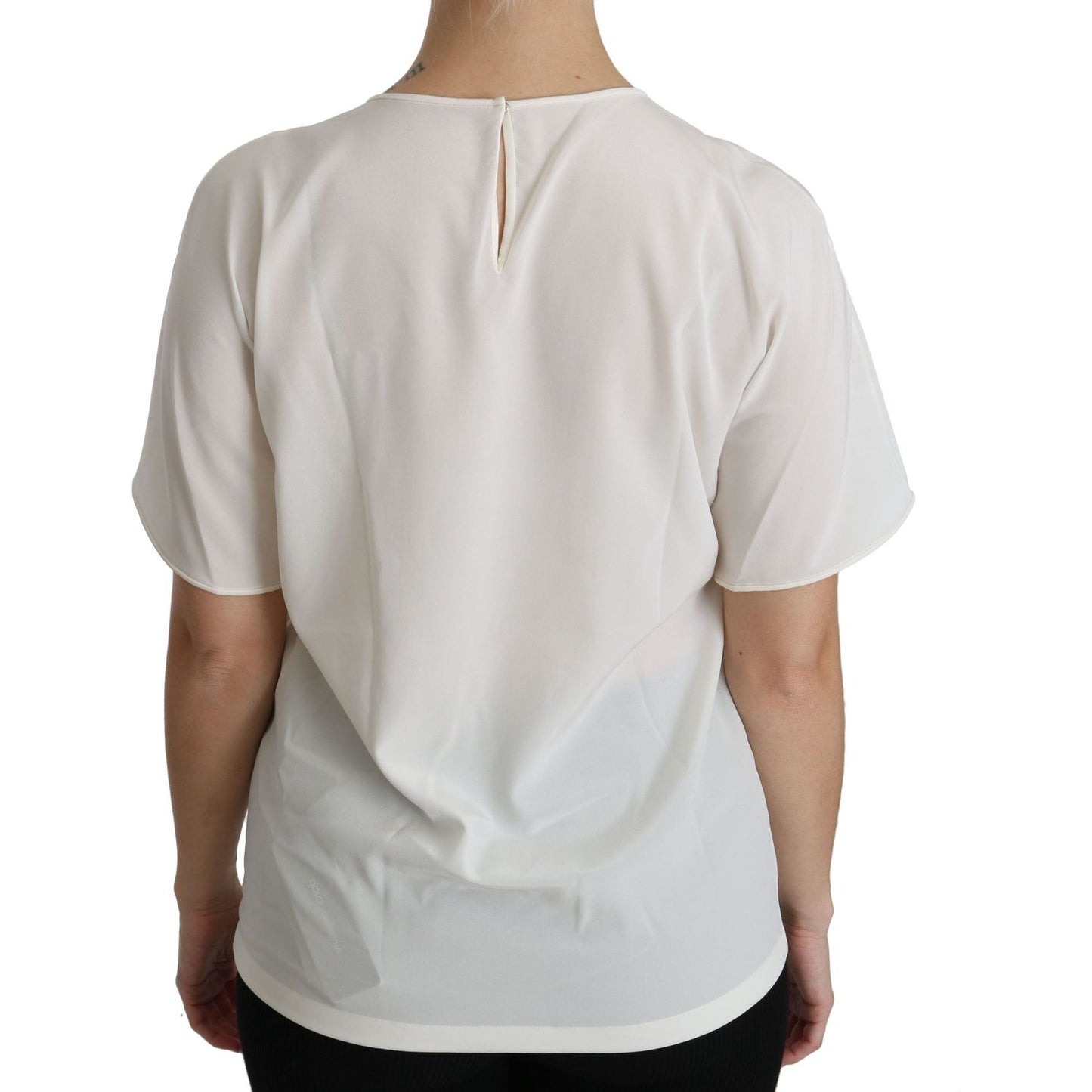 Dolce & Gabbana Elegant Silk Blend Round Neck Top Dolce & Gabbana Gray