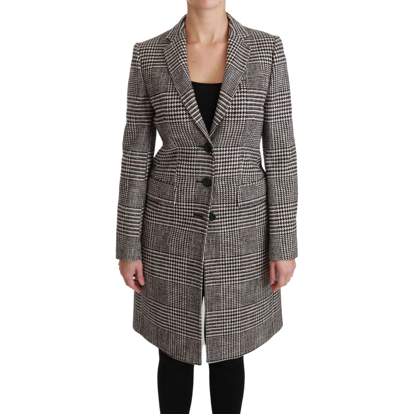Dolce & Gabbana Elegant Multicolor Checked Knee-Length Jacket Coat Dolce & Gabbana Dark Slate Gray