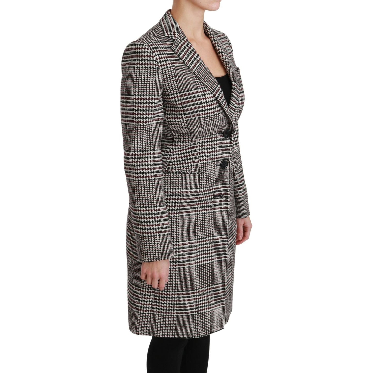Dolce & Gabbana Elegant Multicolor Checked Knee-Length Jacket Coat Dolce & Gabbana Dark Slate Gray