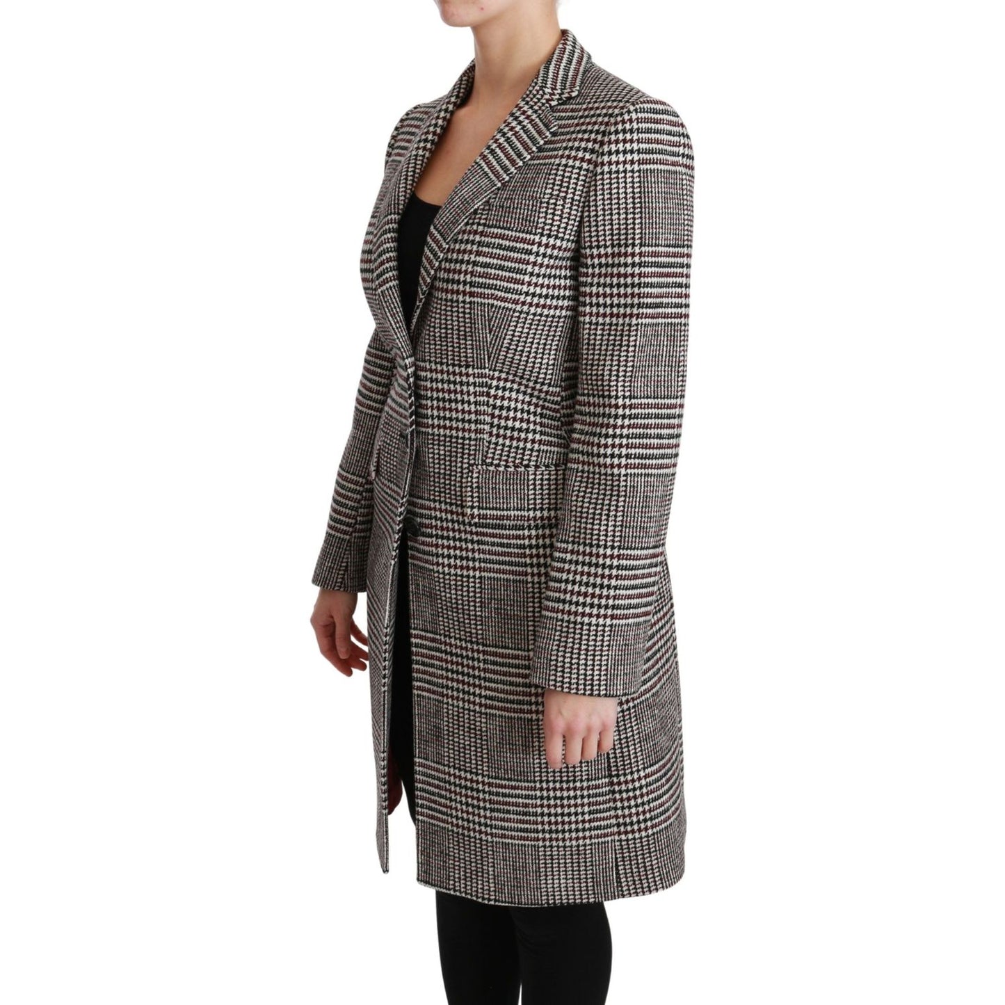 Dolce & Gabbana Elegant Multicolor Checked Knee-Length Jacket Coat Dolce & Gabbana Dark Slate Gray