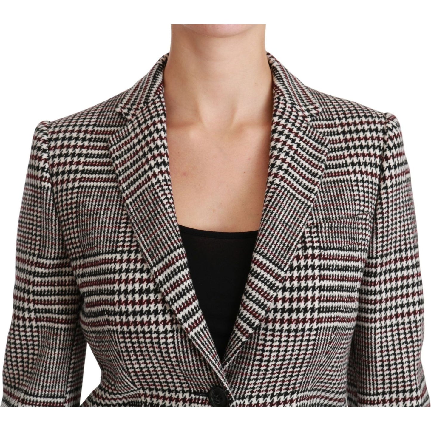Dolce & Gabbana Elegant Multicolor Checked Knee-Length Jacket Coat Dolce & Gabbana Dark Slate Gray