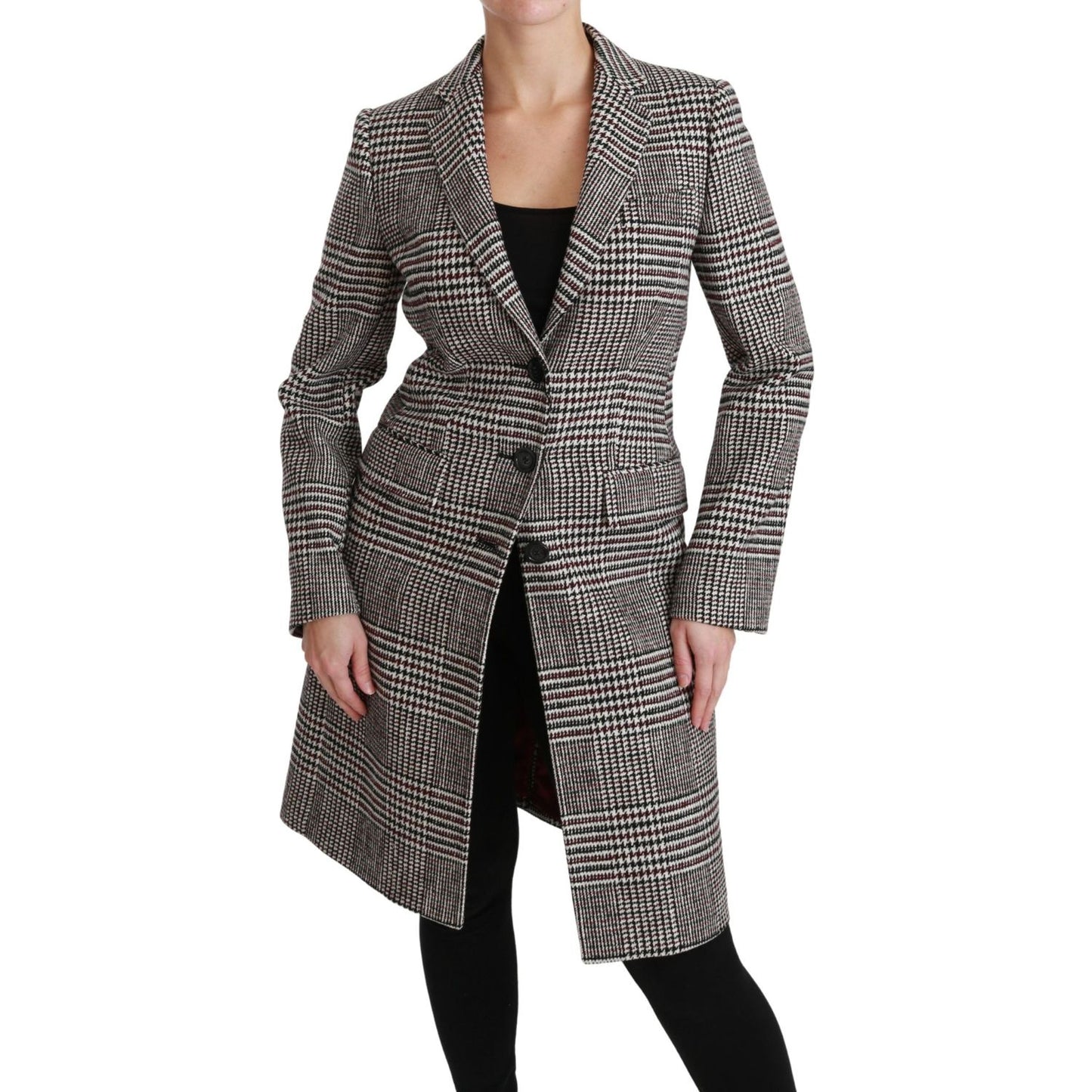 Dolce & Gabbana Elegant Multicolor Checked Knee-Length Jacket Coat Dolce & Gabbana Dark Slate Gray