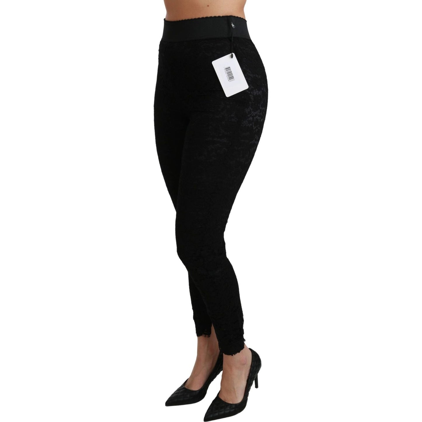 Dolce & Gabbana Elegant High Waist Lace Pants Dolce & Gabbana Black