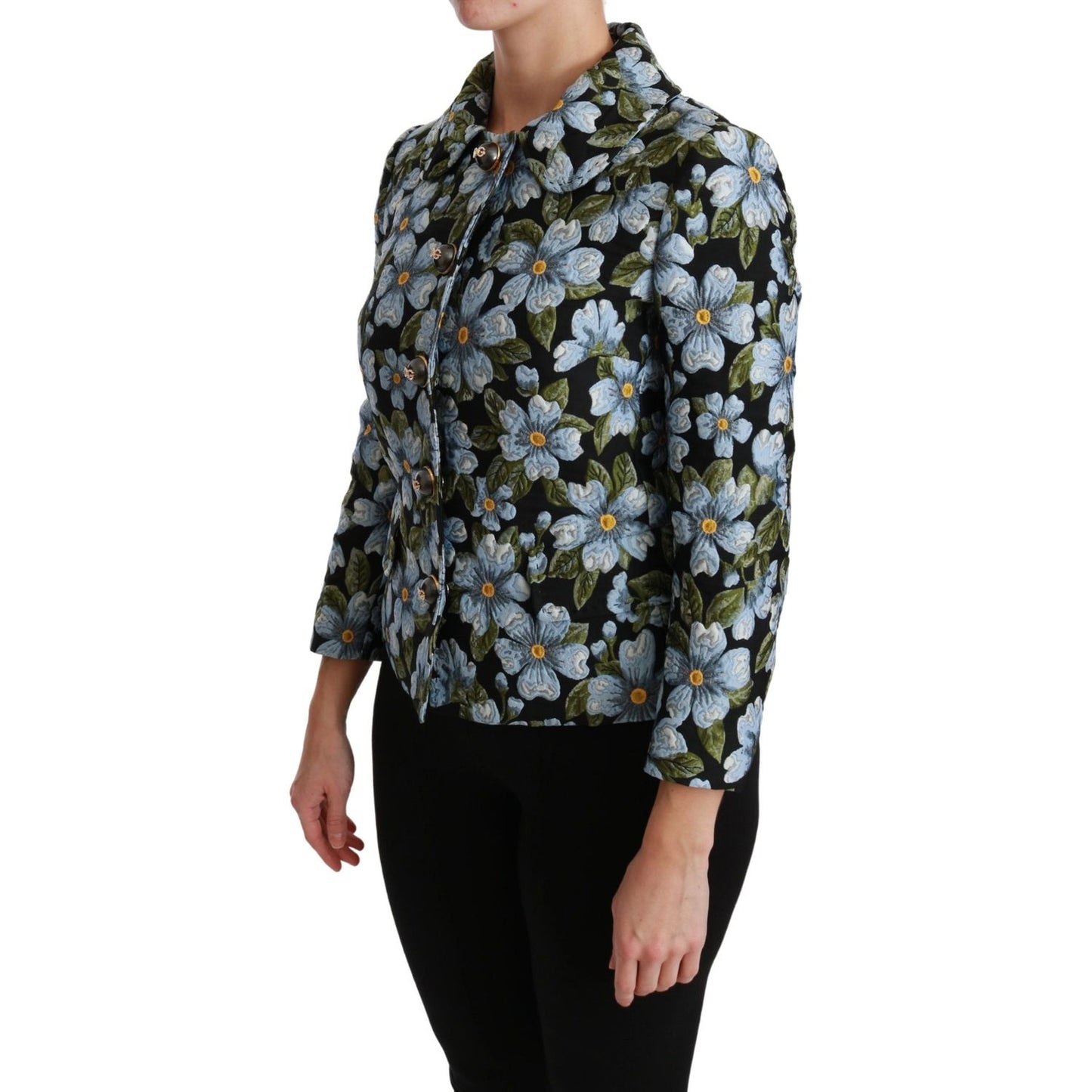 Dolce & Gabbana Elegant Floral Brocade Blazer Coat Jacket Dolce & Gabbana Black