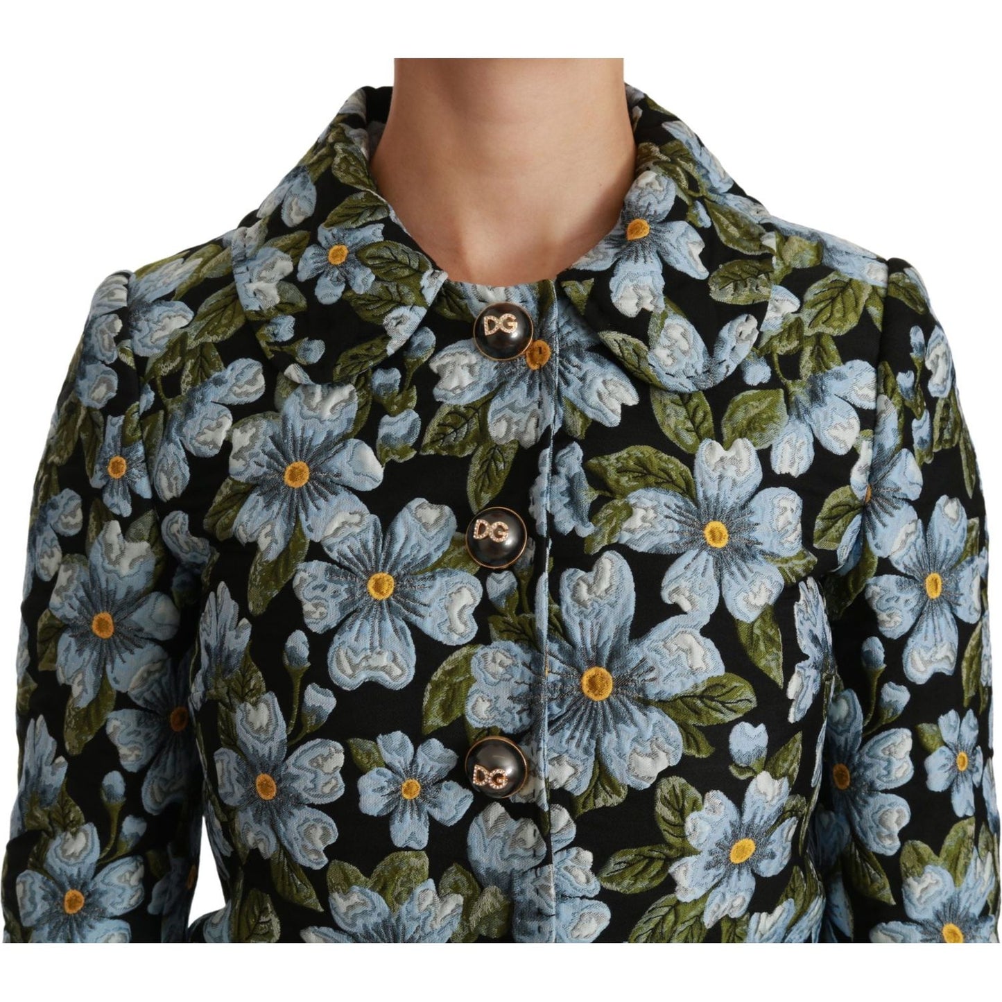 Dolce & Gabbana Elegant Floral Brocade Blazer Coat Jacket Dolce & Gabbana Dark Slate Gray
