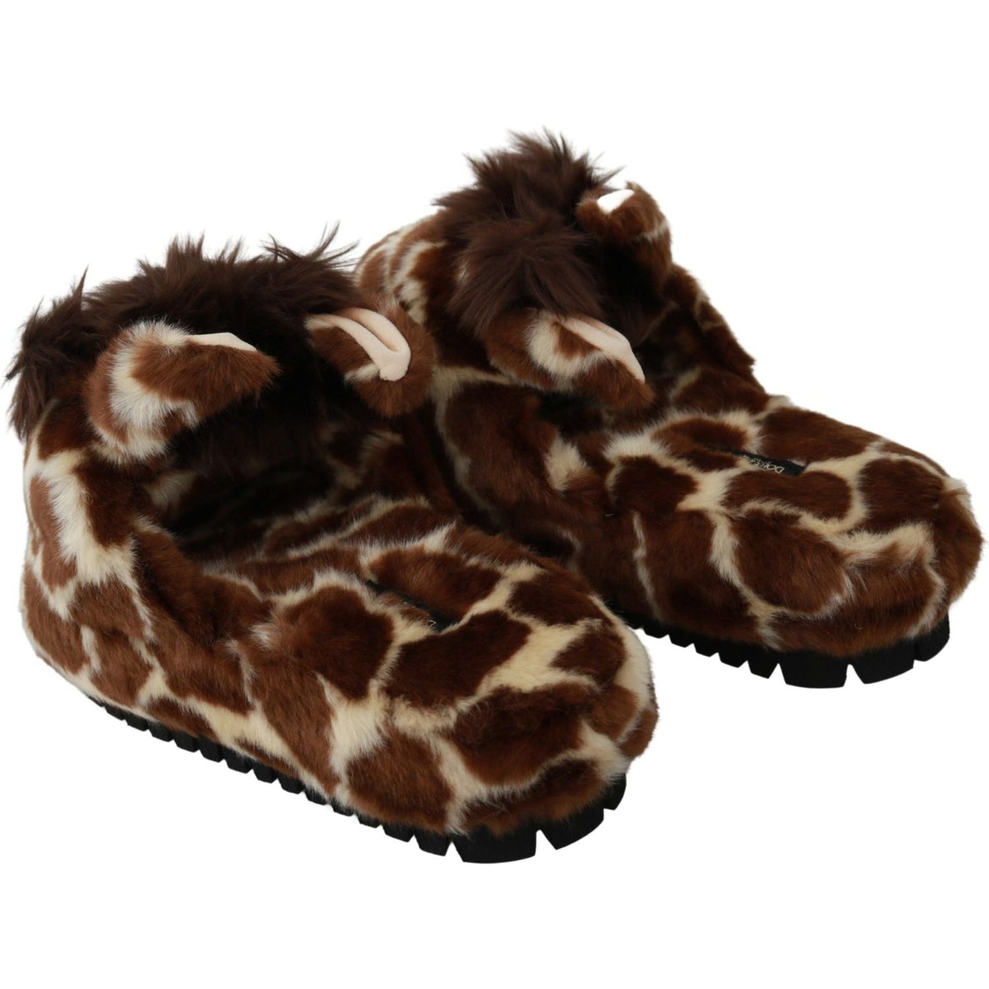 Dolce & Gabbana Elegant Giraffe Pattern Slides for Sophisticated Comfort Dolce & Gabbana Black