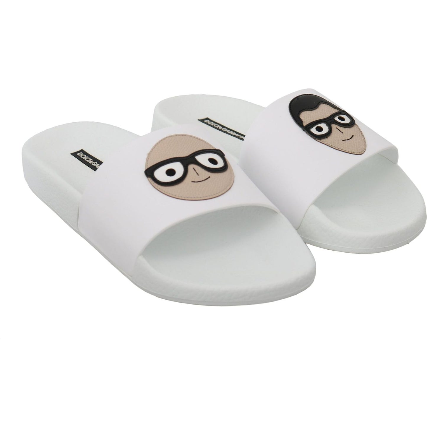 Dolce & Gabbana Chic White Slide Sandals - Luxury Summer Footwear Dolce & Gabbana Light Gray