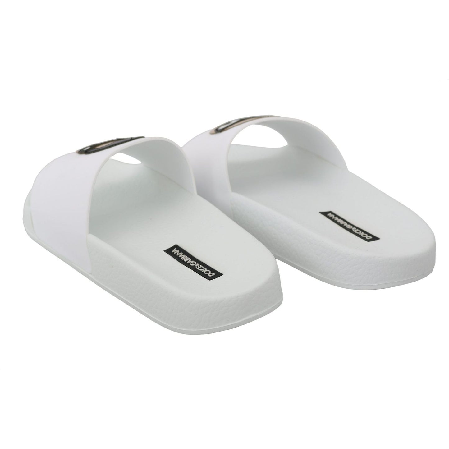 Dolce & Gabbana Chic White Slide Sandals - Luxury Summer Footwear Dolce & Gabbana Gray