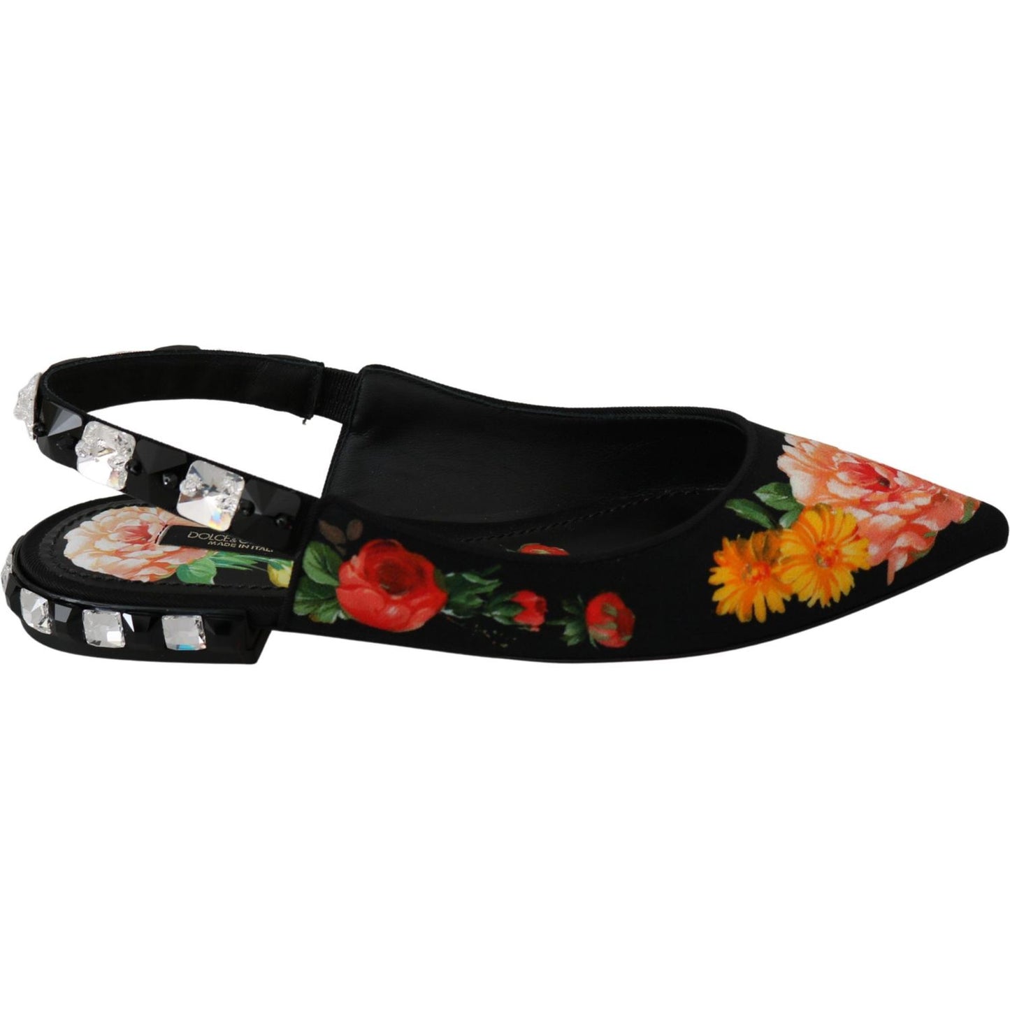 Dolce & Gabbana Elegant Crystal-Embellished Floral Flats
