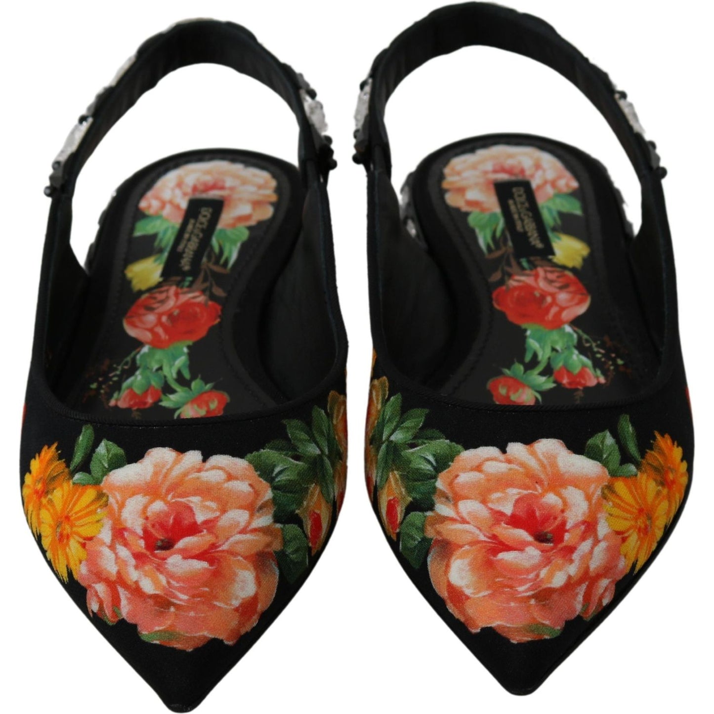Dolce & Gabbana Elegant Crystal-Embellished Floral Flats