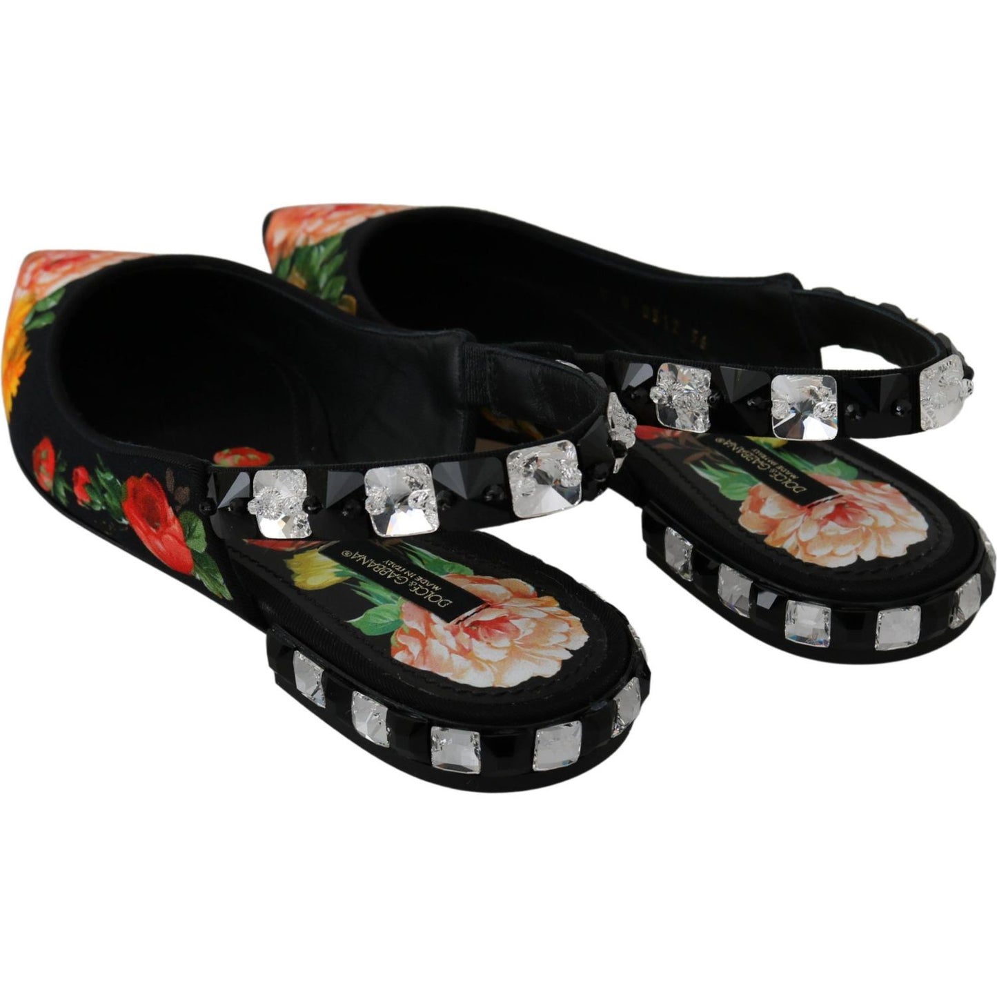 Dolce & Gabbana Elegant Crystal-Embellished Floral Flats