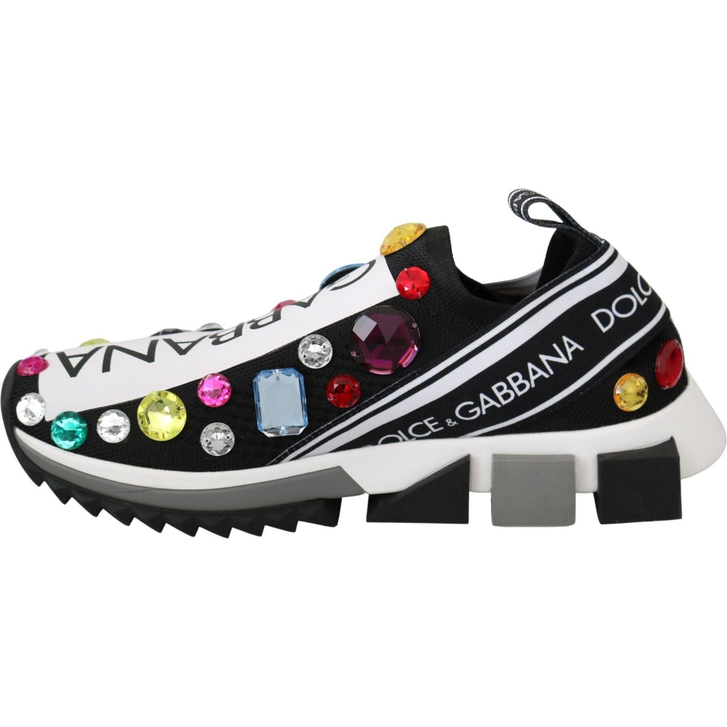 Dolce & Gabbana Black Crystal-Embellished Low Top Sneakers Dolce & Gabbana Light Gray