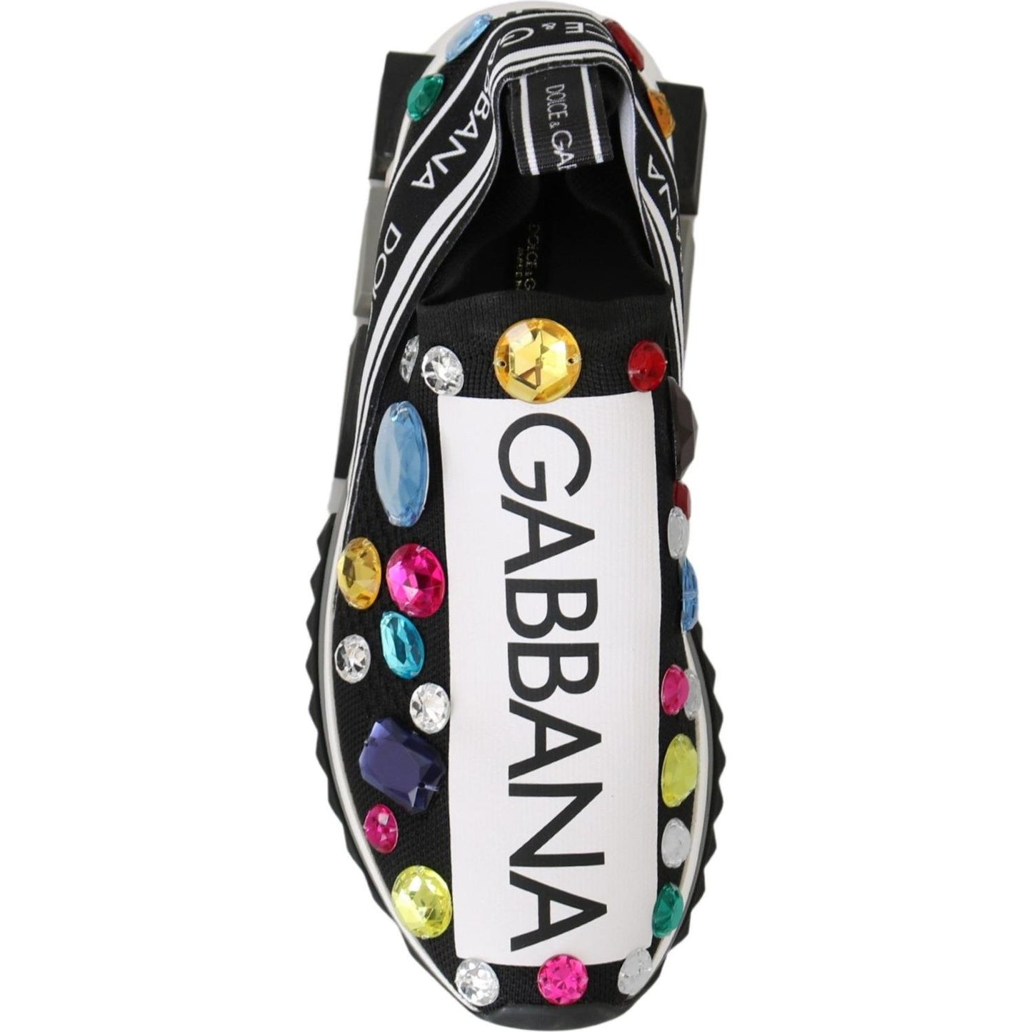 Dolce & Gabbana Black Crystal-Embellished Low Top Sneakers Dolce & Gabbana Light Gray