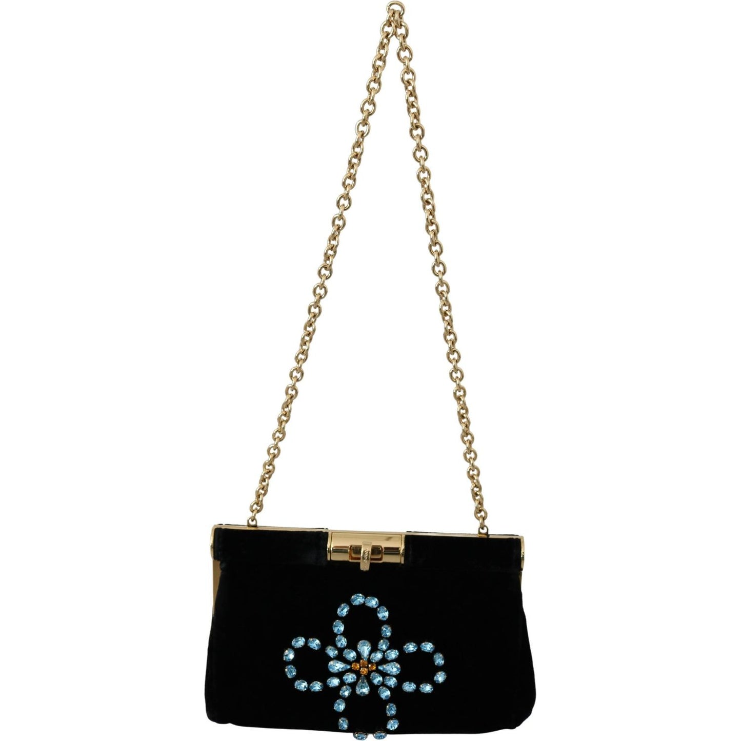 Dolce & Gabbana Velvet Evening Party Crossbody with Crystal Studs Dolce & Gabbana Black