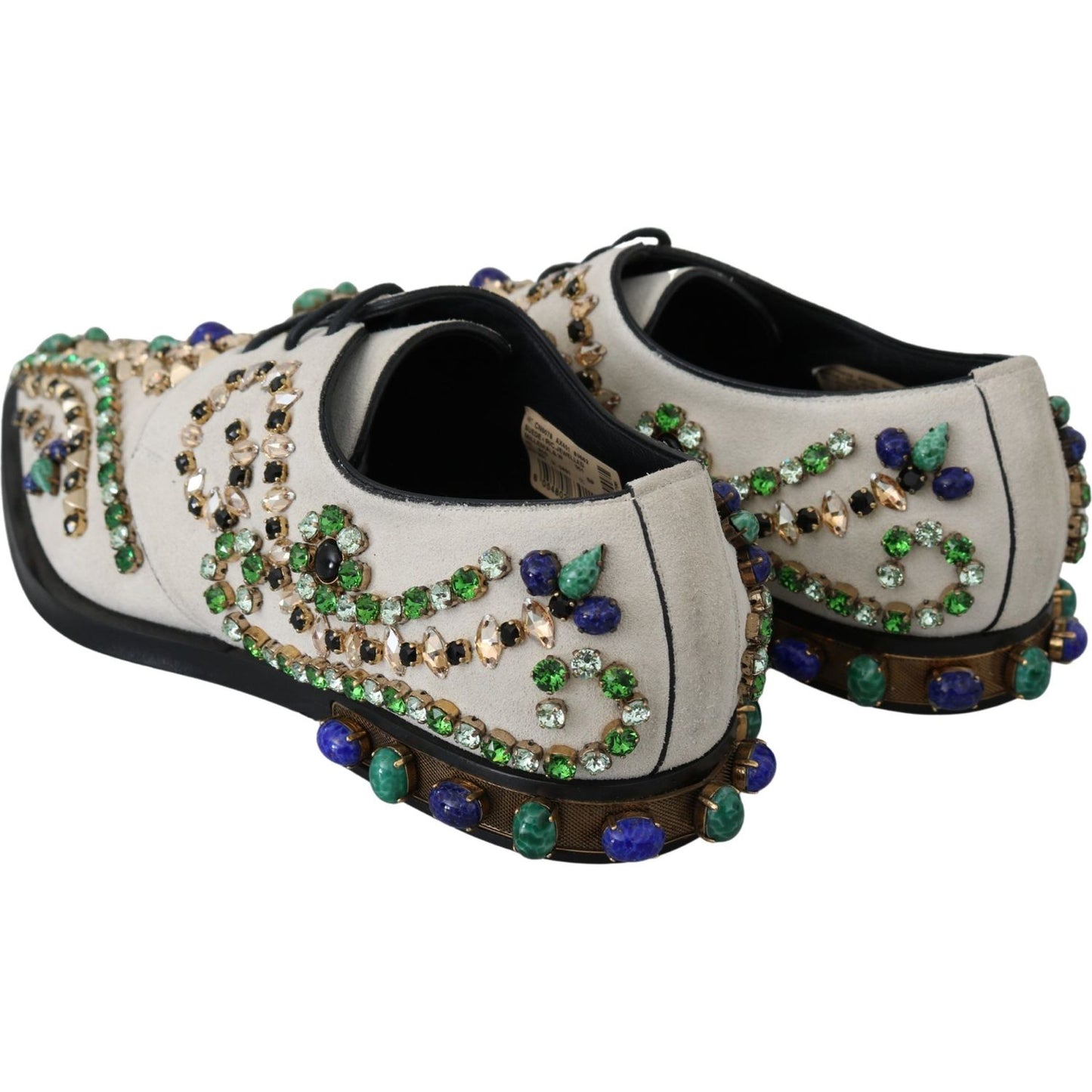 Dolce & Gabbana Elegant White Suede Dress Flats with Crystals Dolce & Gabbana Dark Slate Gray