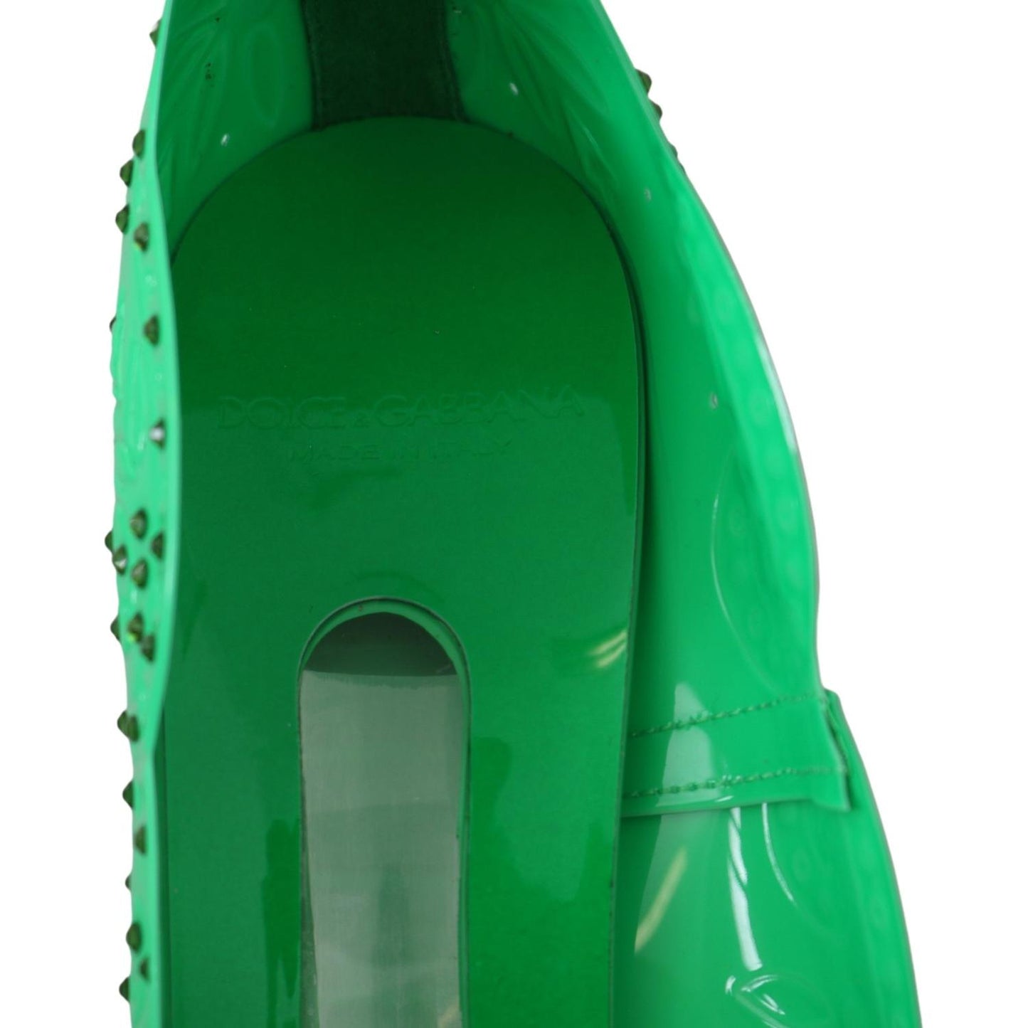 Dolce & Gabbana Enchanting Crystal Cinderella Pumps in Lush Green Dolce & Gabbana Forest Green