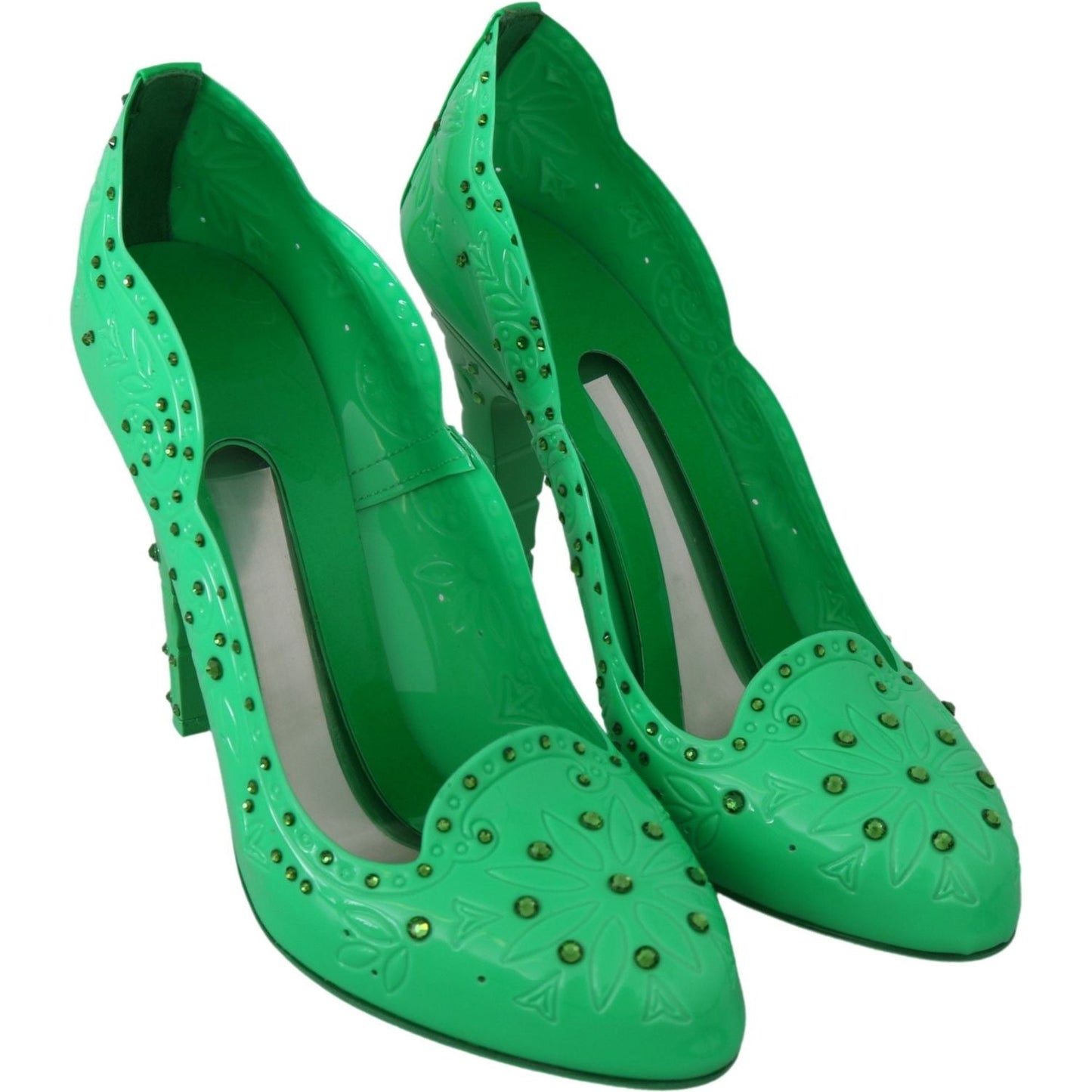 Dolce & Gabbana Enchanting Crystal Cinderella Pumps in Lush Green Dolce & Gabbana Sea Green