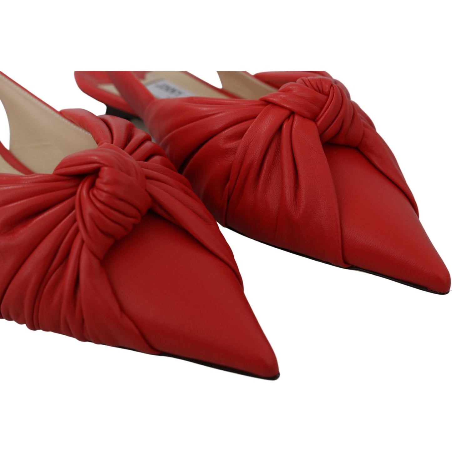 Jimmy Choo Chic Red Pointed Toe Leather Flats Shoes Jimmy Choo Brown