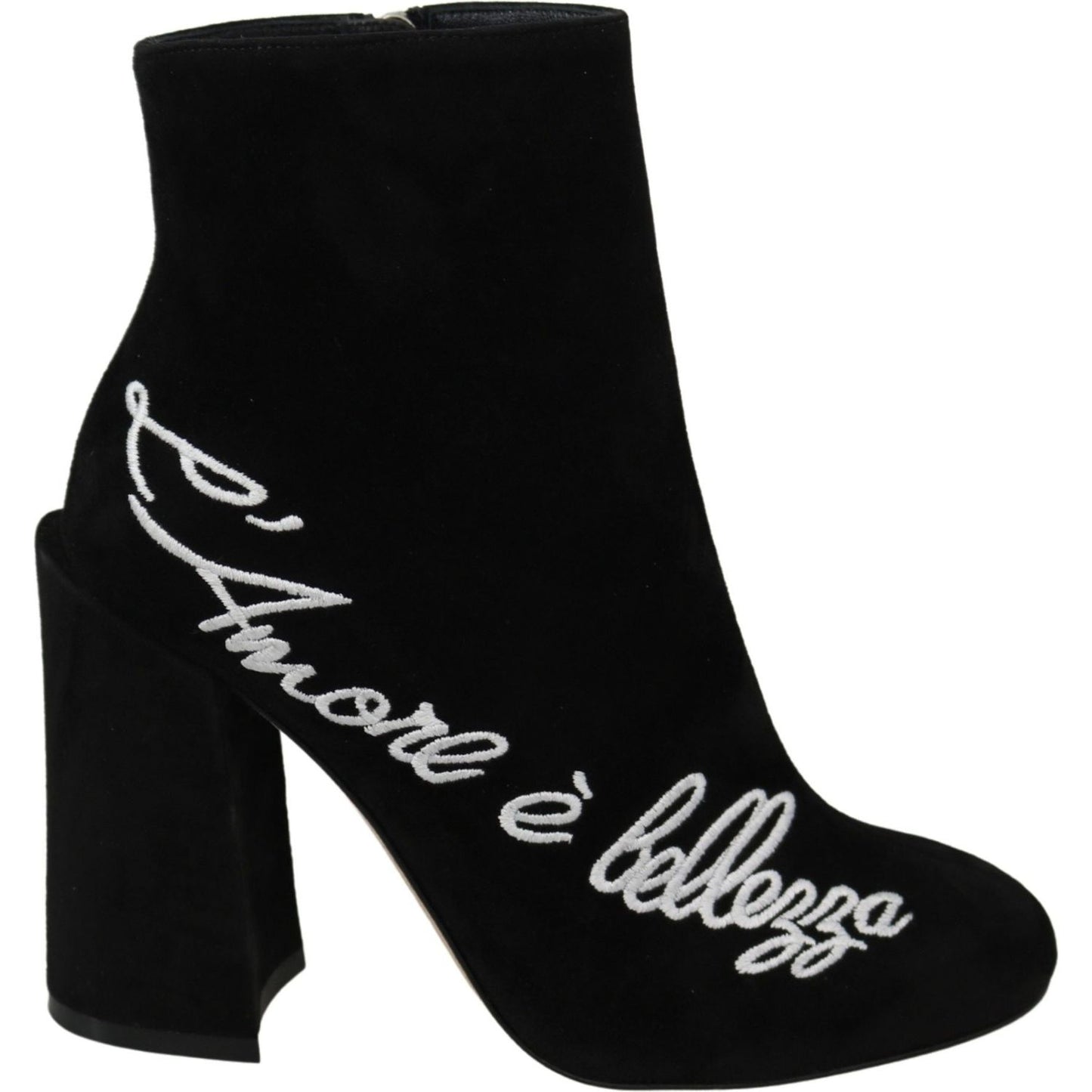 Dolce & Gabbana Embroidered Ankle Boots in Lambskin Suede Dolce & Gabbana Black