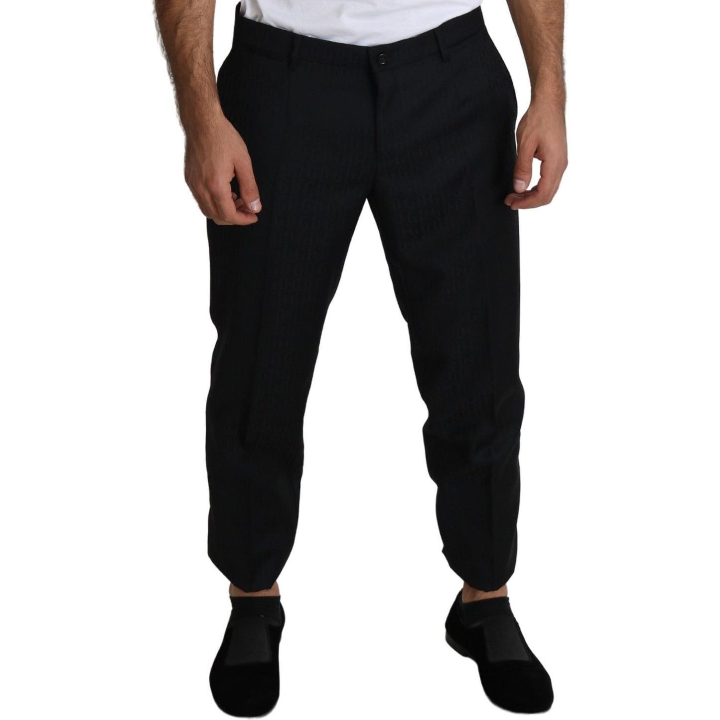 Dolce & Gabbana Elegant Black Virgin Wool Cropped Pants Jeans & Pants Dolce & Gabbana Black