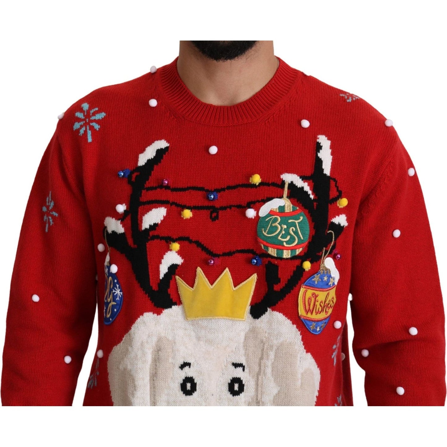 Dolce & Gabbana Elegant Christmas Cashmere Sweater Dolce & Gabbana Dark Red