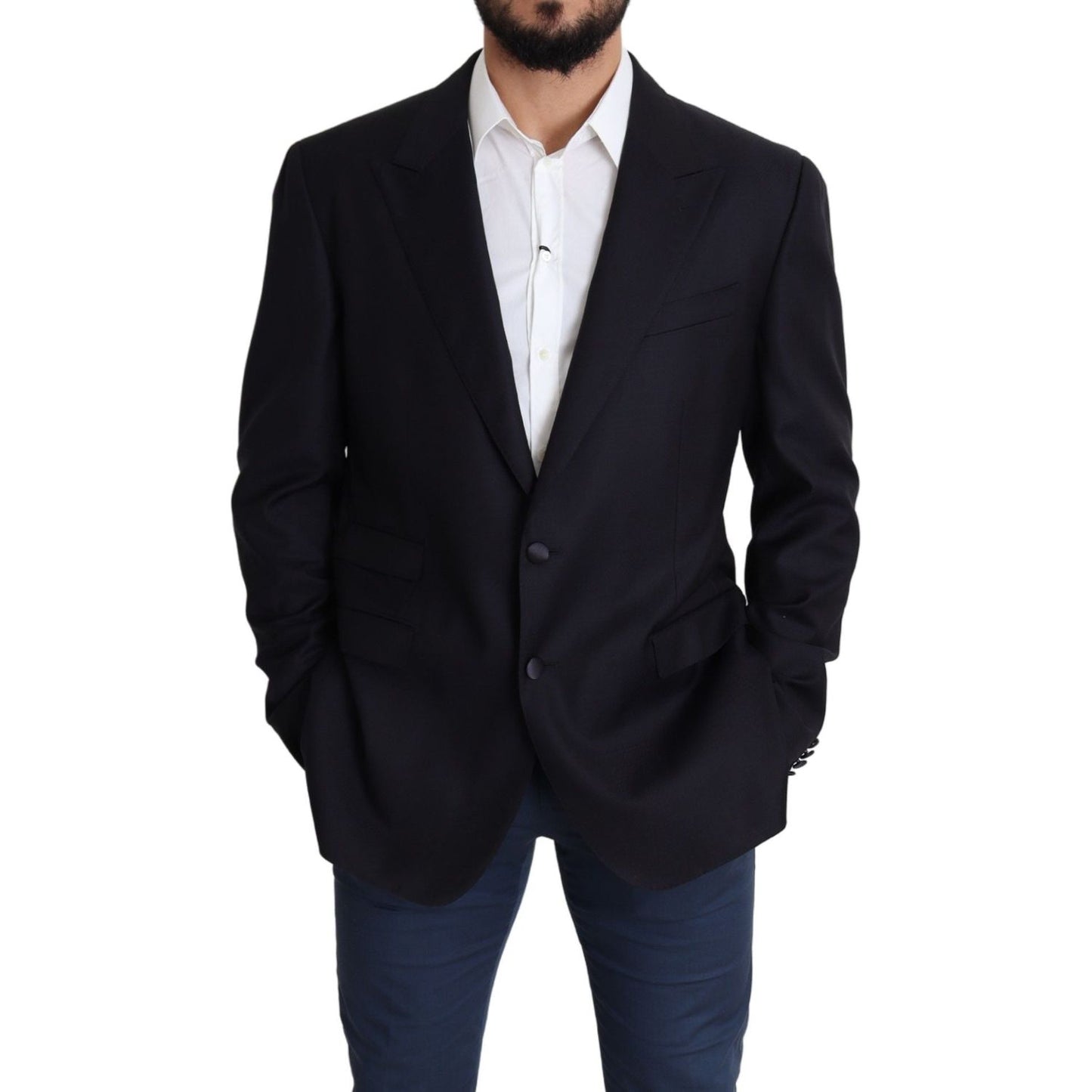 Dolce & Gabbana Elegant Black Virgin Wool Men's Blazer Dolce & Gabbana Black