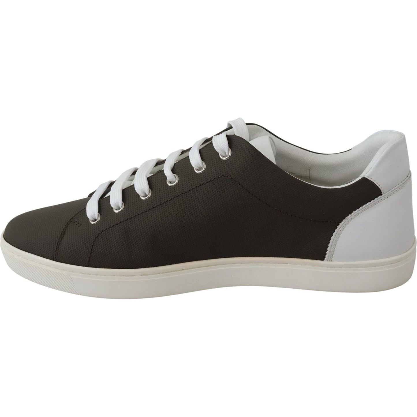 Dolce & Gabbana Sleek White Leather Low Top Sneakers Dolce & Gabbana Dark Slate Gray