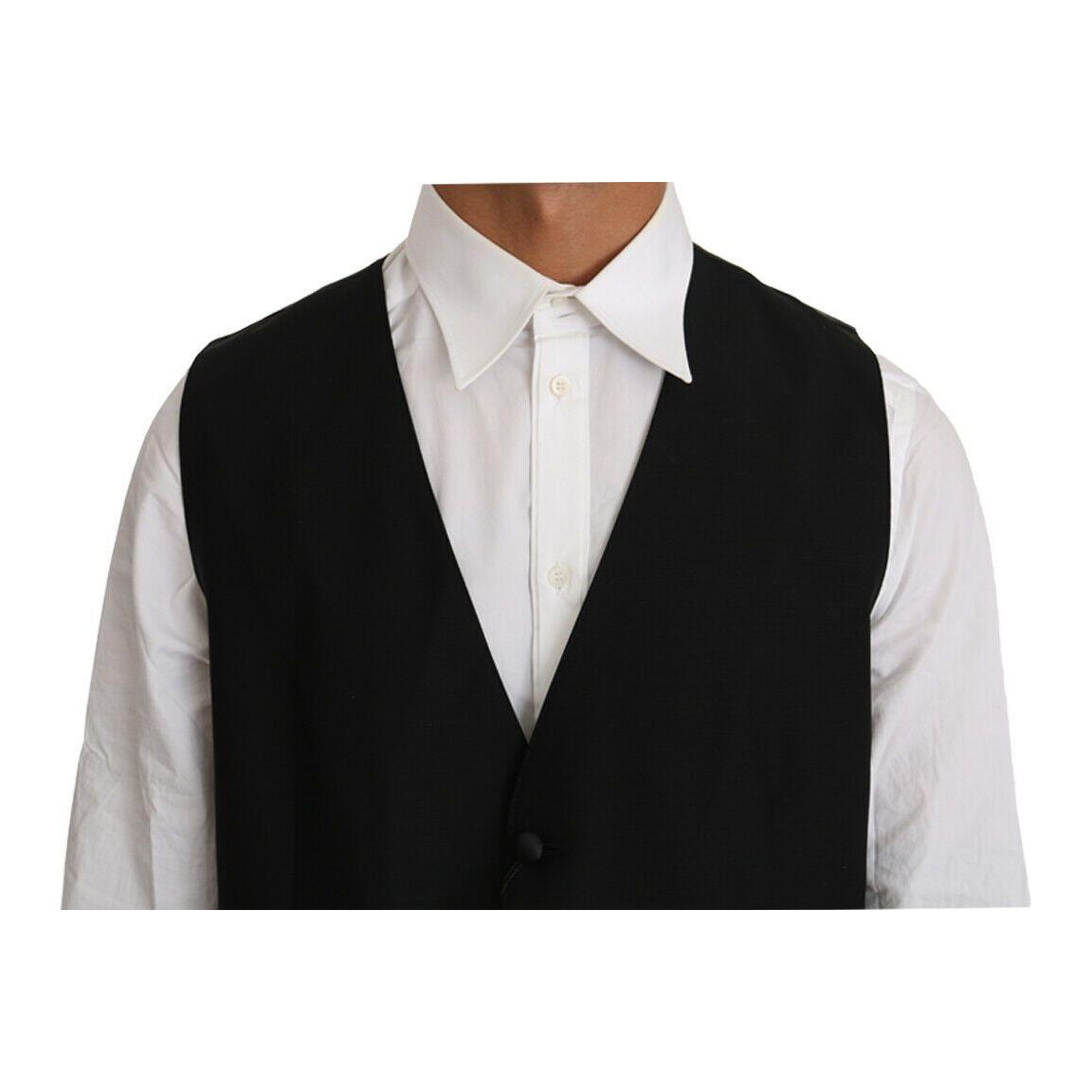 Dolce & Gabbana Elegant Black Formal Wool Blend Vest Dolce & Gabbana Gray