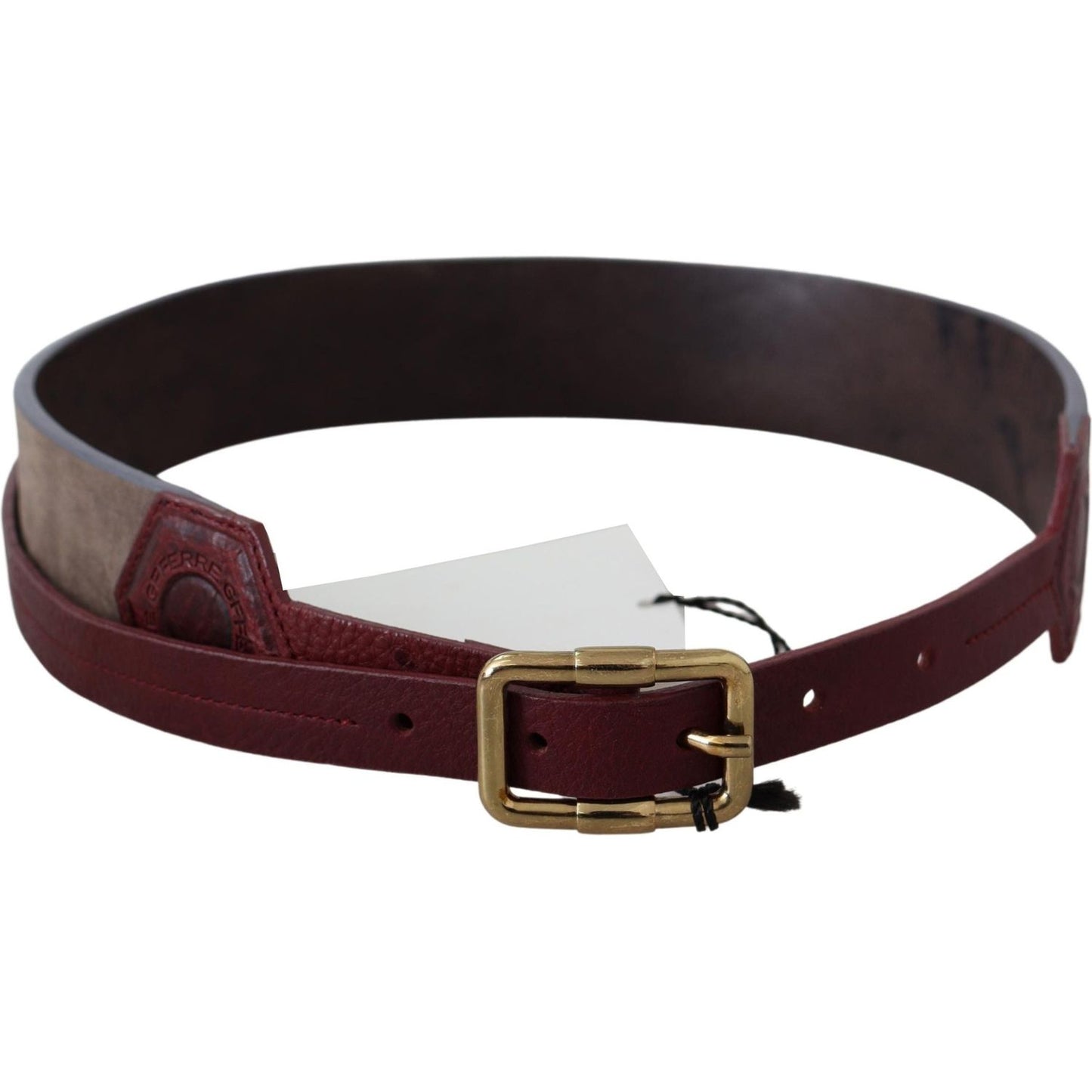 GF Ferre Elegant Brown Leather Belt with Gold Buckle Belt GF Ferre Dark Slate Gray