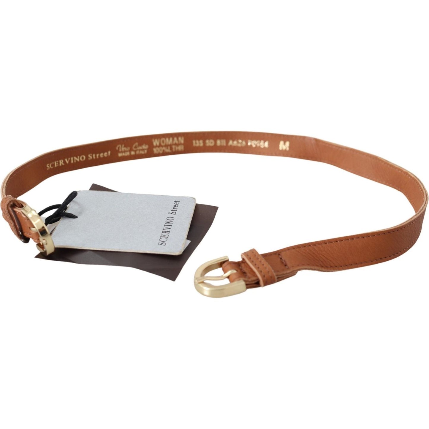 Scervino Street Elegant Brown Leather Double Buckle Belt Belt Scervino Street Sienna