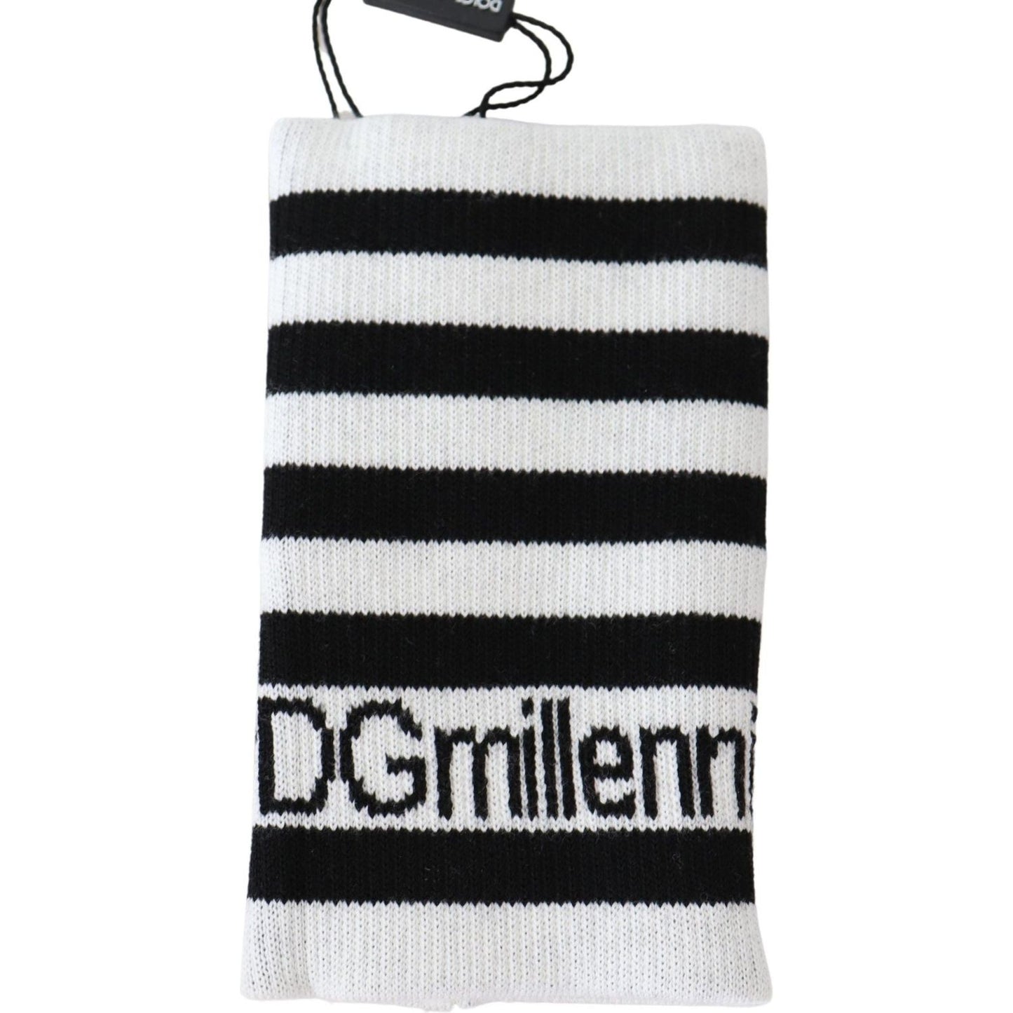 Dolce & Gabbana Elegant Black & White Wool Blend Wrist Wrap Dolce & Gabbana Light Gray
