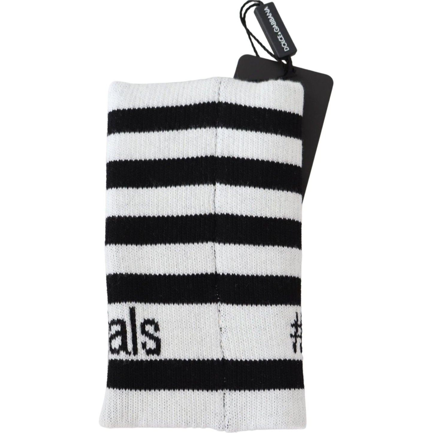 Dolce & Gabbana Elegant Black & White Wool Blend Wrist Wrap Dolce & Gabbana Light Gray