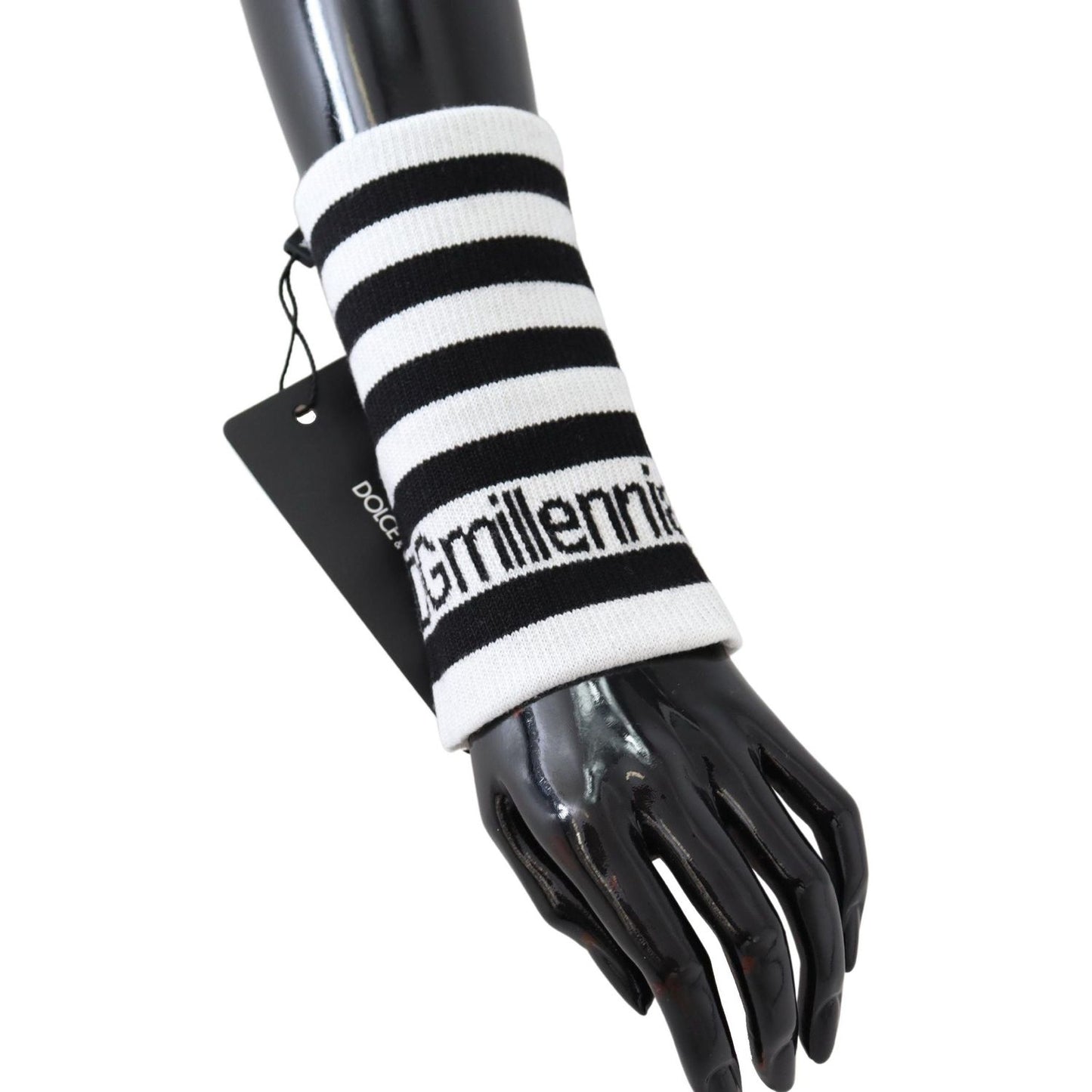 Dolce & Gabbana Elegant Black & White Wool Blend Wrist Wrap Dolce & Gabbana Lavender